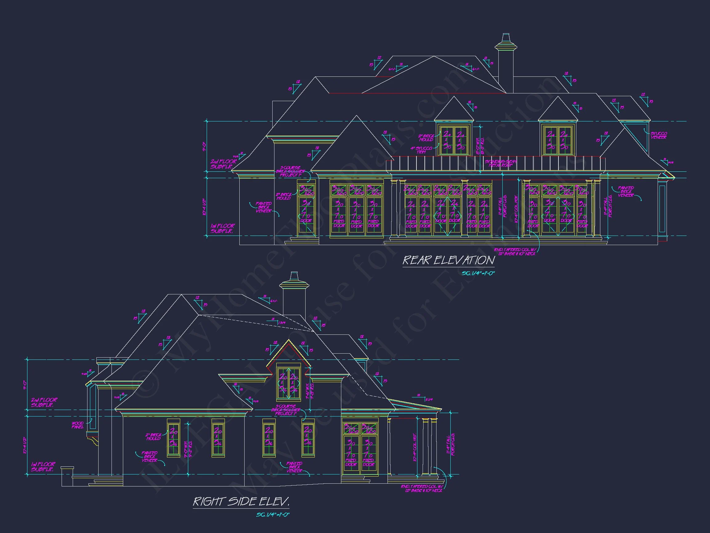 15-1927 HOUSE PLAN - French Country House Plan with 5 Bedrooms, 2-Story CAD Blueprint 12 French Country house Plan with 5 Bedrooms, 2-Story CAD Blueprint