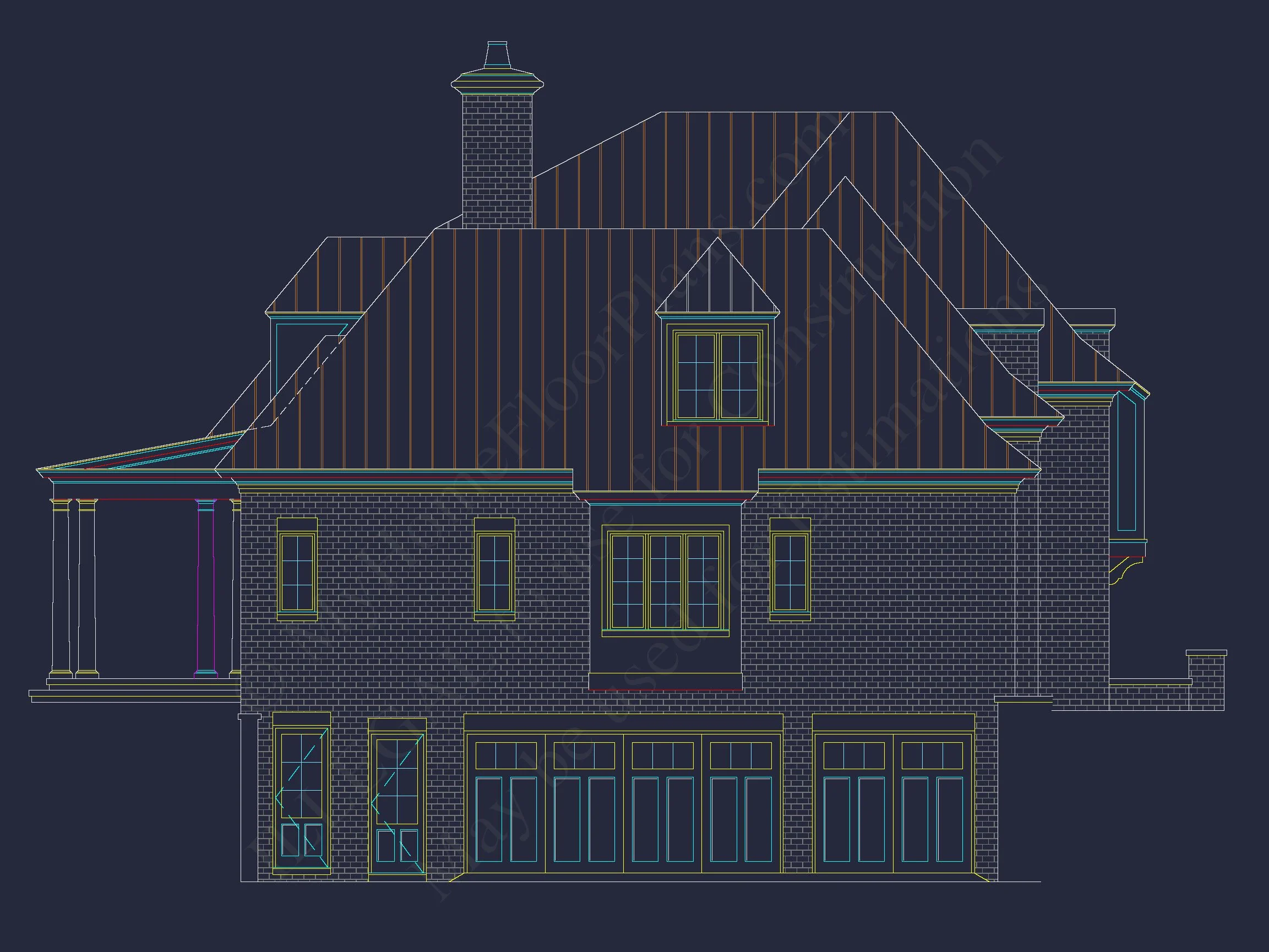 15-1927 HOUSE PLAN - French Country House Plan with 5 Bedrooms, 2-Story CAD Blueprint 5 French Country house Plan with 5 Bedrooms, 2-Story CAD Blueprint