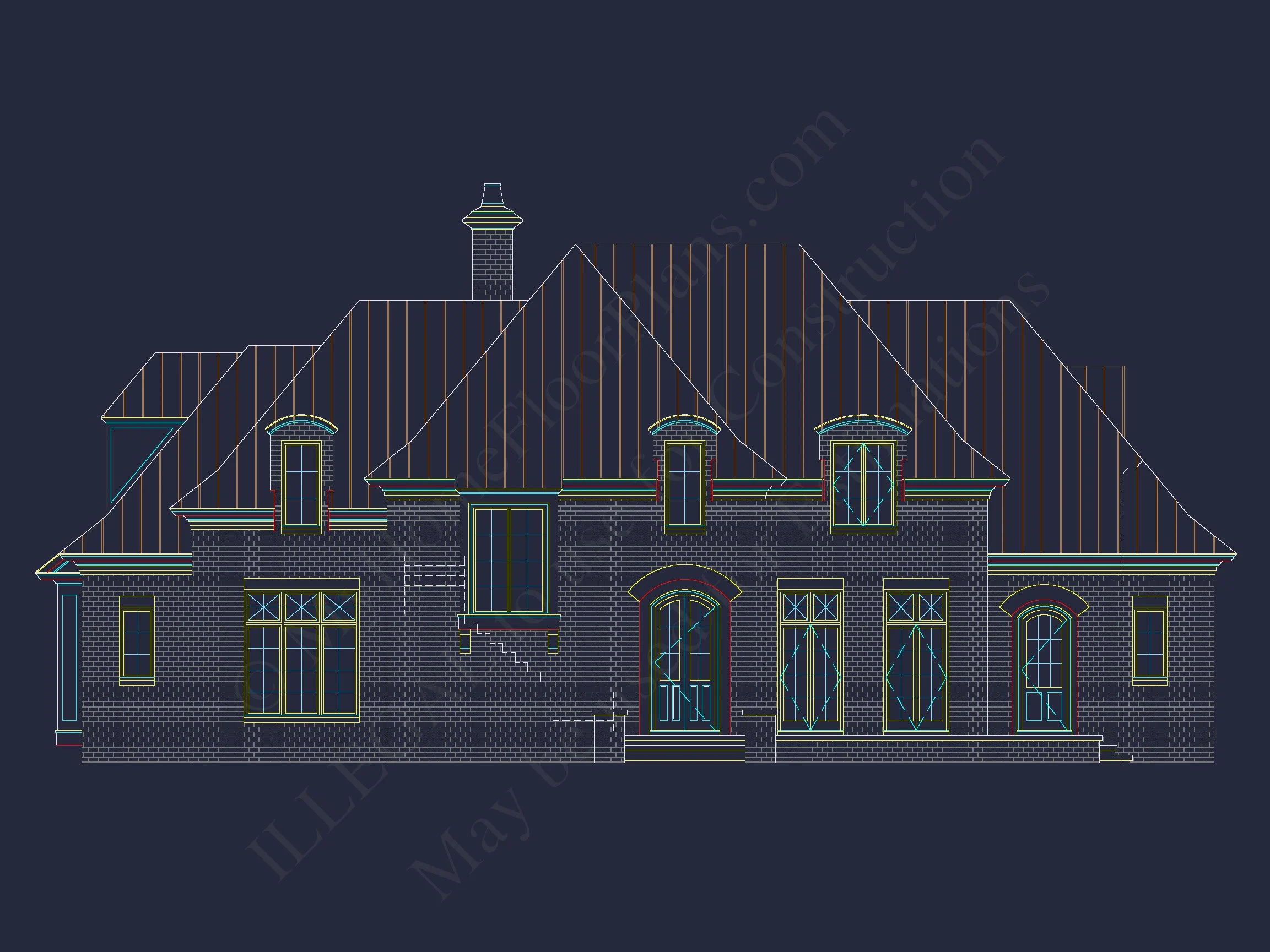 15-1927 HOUSE PLAN - French Country House Plan with 5 Bedrooms, 2-Story CAD Blueprint 4 French Country house Plan with 5 Bedrooms, 2-Story CAD Blueprint