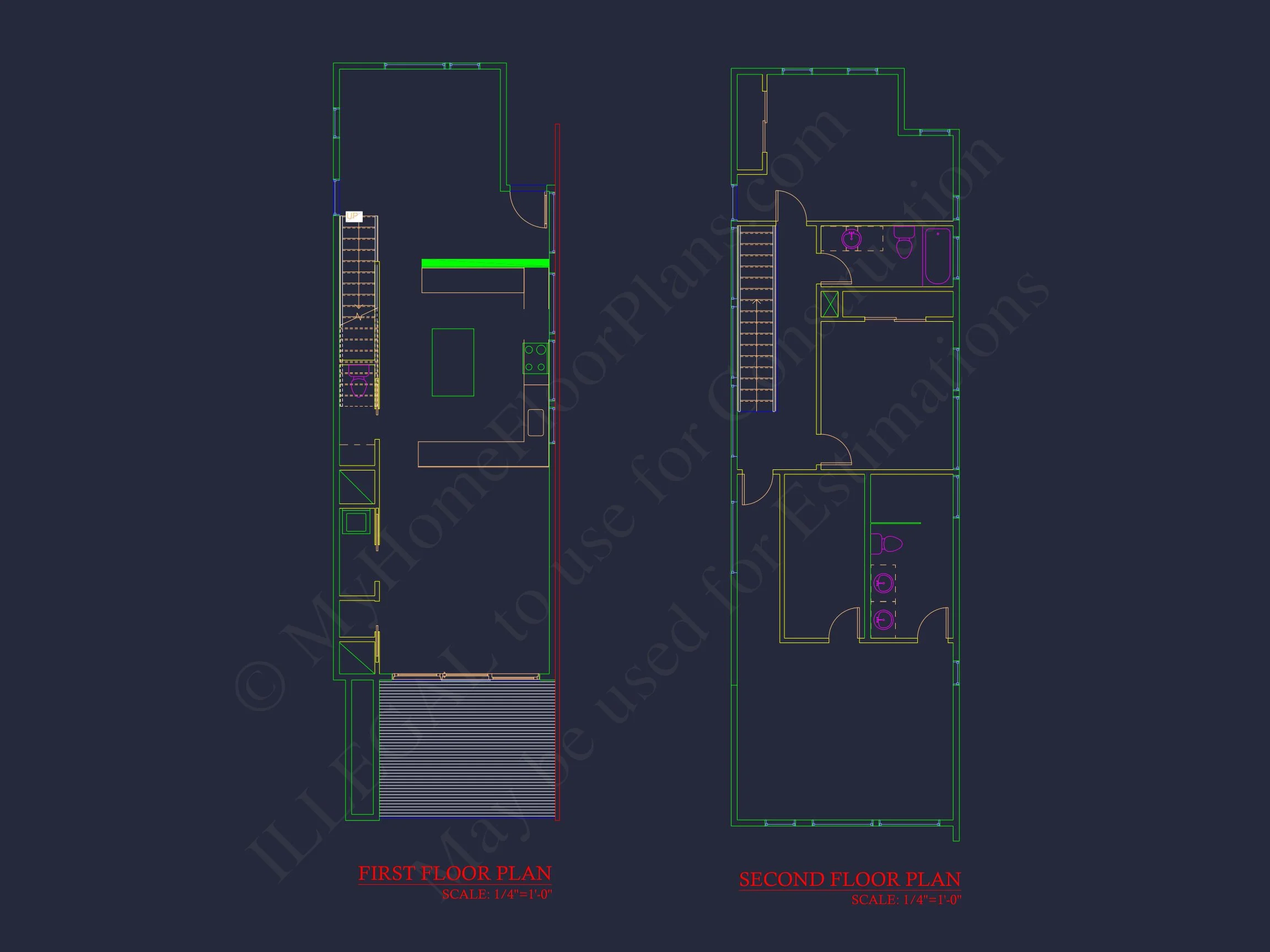 15-1907 HOUSE PLAN - 3-Bed, 2.5-Bath Modern House Plan – 1,956 Sq Ft, 2 Stories with Open Floor Plan & Office 8 Modern house Plan with Detailed CAD Design and Open Floor Plan