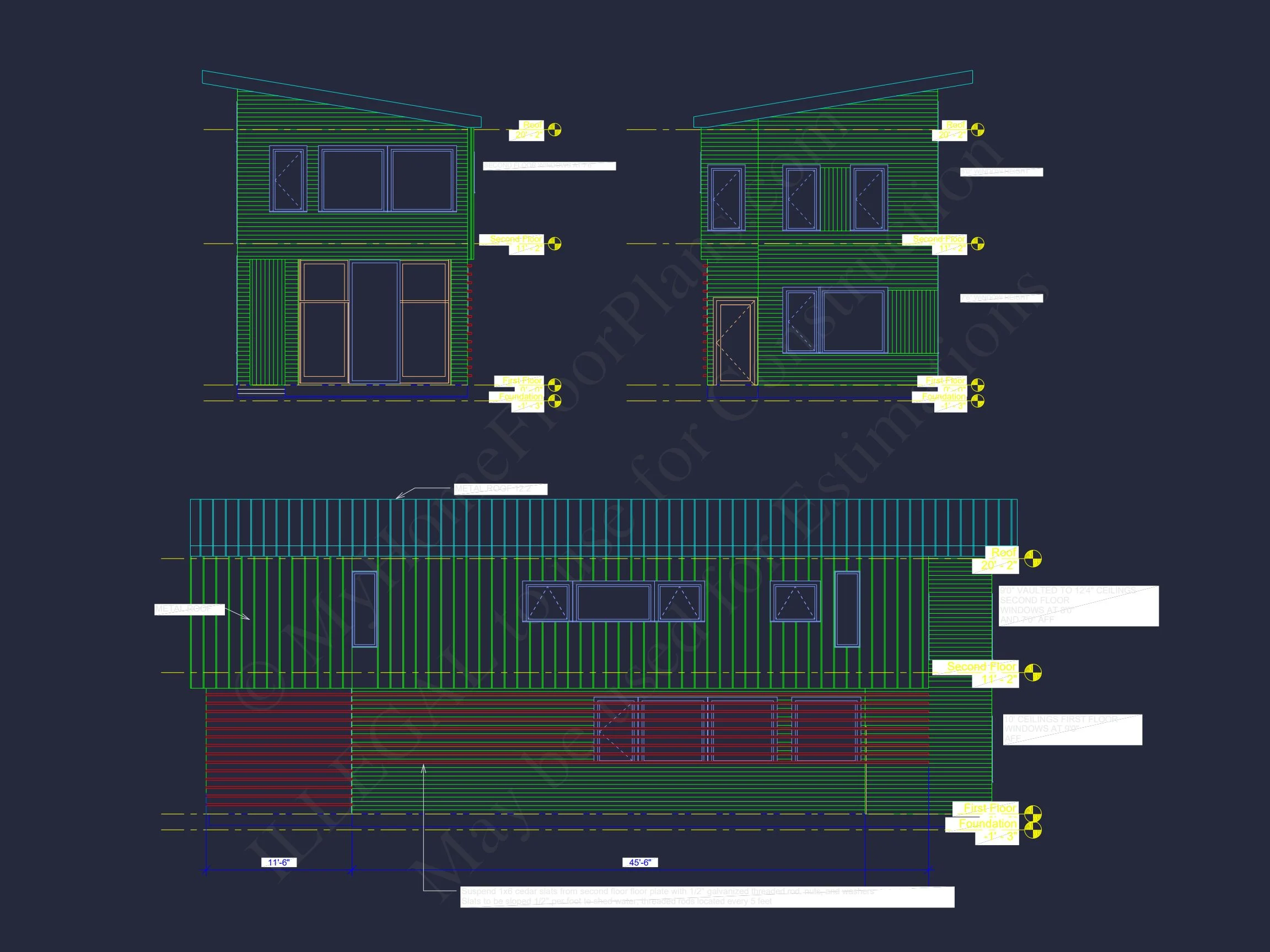 15-1907 HOUSE PLAN - 3-Bed, 2.5-Bath Modern House Plan – 1,956 Sq Ft, 2 Stories with Open Floor Plan & Office 6 Modern house Plan with Detailed CAD Design and Open Floor Plan