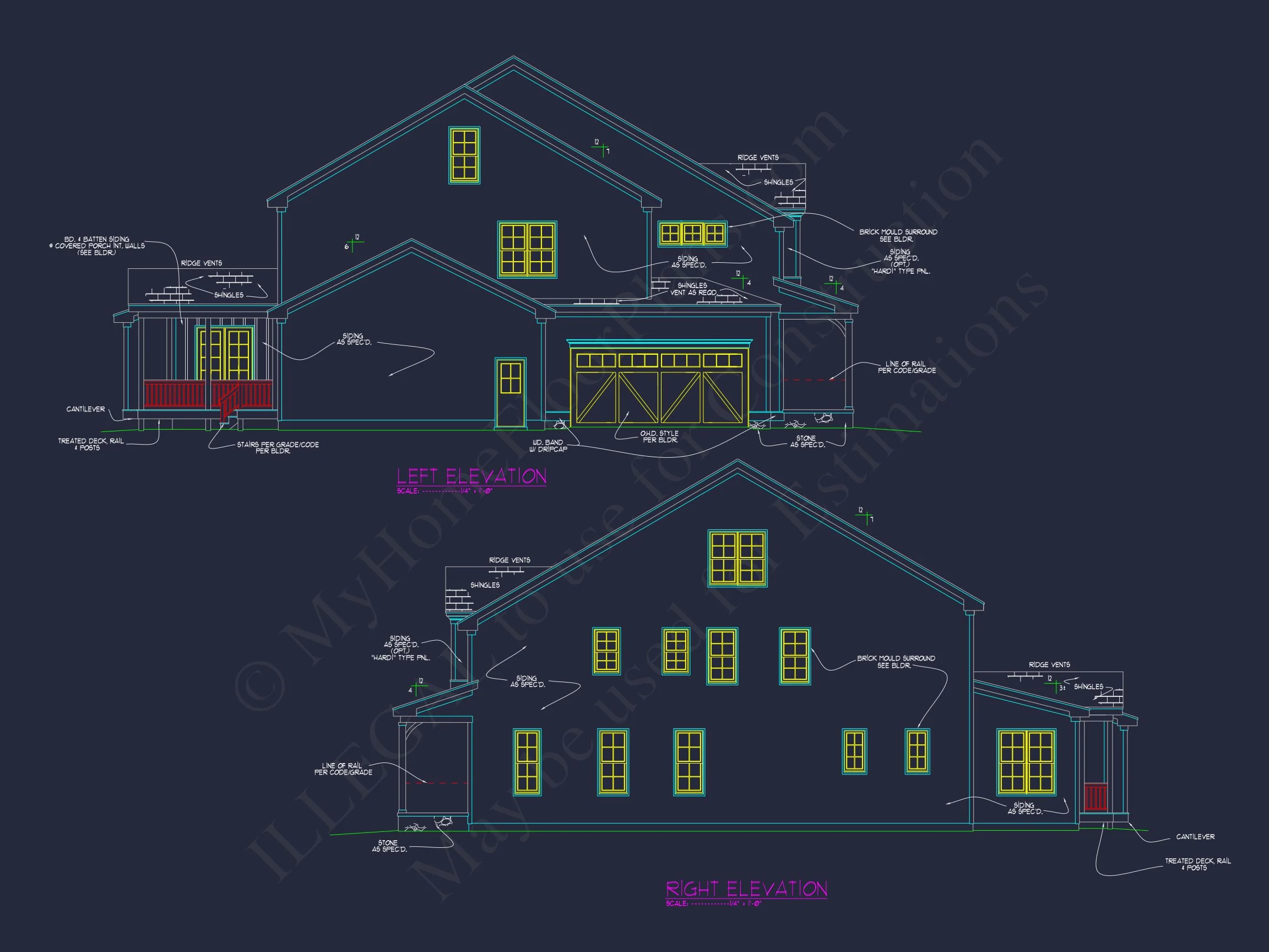 15-1785 HOUSE PLAN - 5-Bed, 5-Bath, 4,350 SF Rustic Farmhouse House Plan 27 Luxury house Design with Floor Plan, Blueprint & CAD Designs