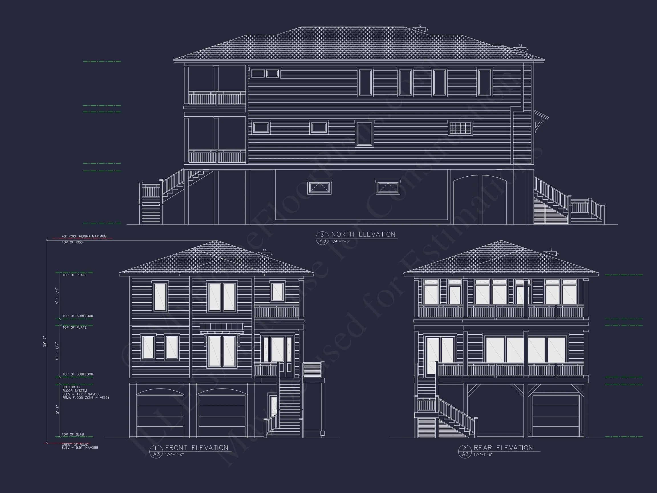 15-1541 HOUSE PLAN - 5-Bed, 5.5-Bath Modern Coastal House Plan – 3,303 Sq Ft, 2 Stories with Elevator, Porches & Garage 37 Modern Coastal house Plan with Spacious Design and Blueprint