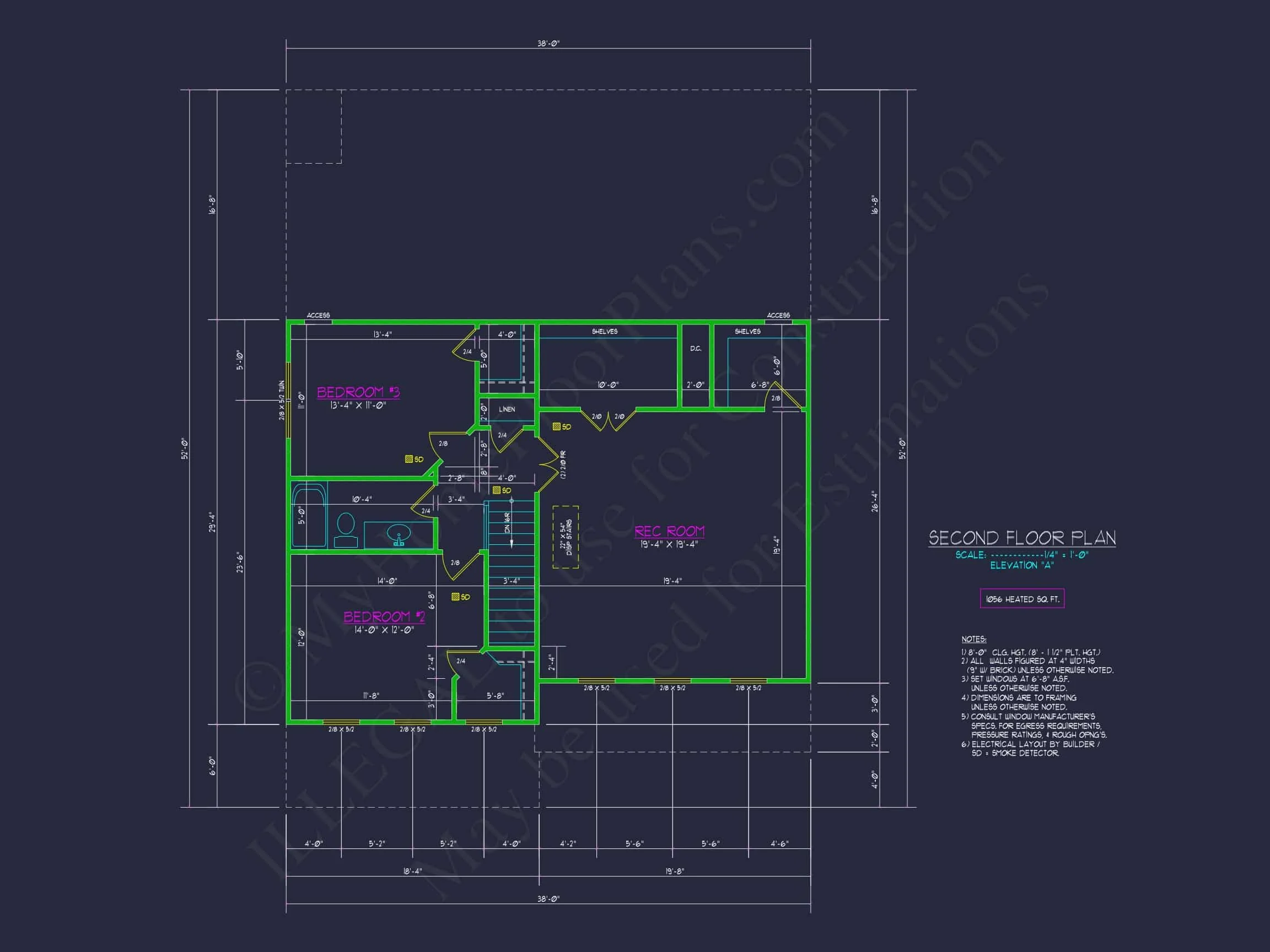 15-1495 HOUSE PLAN - 3-Bed, 2.5-Bath Modern Suburban House Plan – 2,337 Sq Ft with Bonus Room & Porches 34 3 Bedroom house Plan with CAD Blueprints for Modern Designs