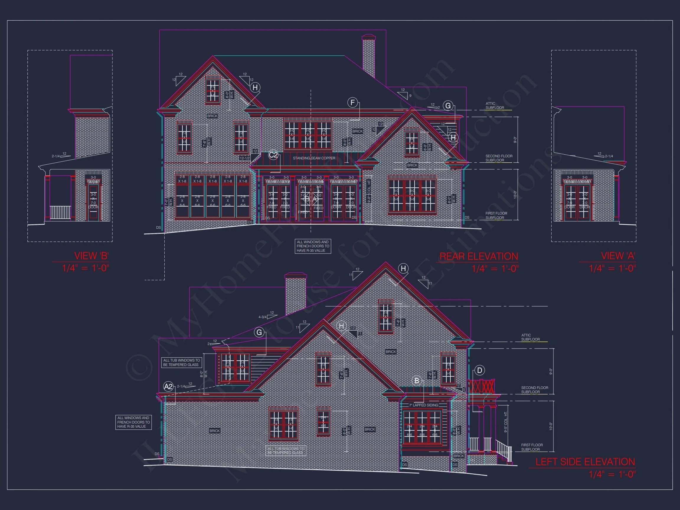 15-1426 House PLAN - Elegant House Blueprint with 3.5 Floors & CAD Designs 3 Elegant house Blueprint with 3.5 Floors & CAD Designs