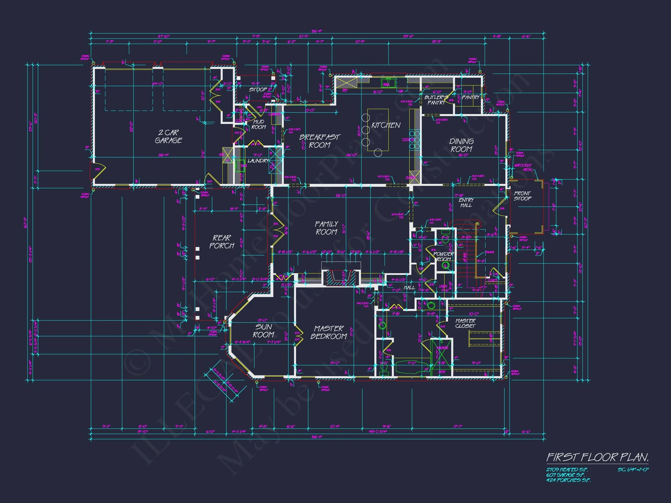 15-1411 HOUSE PLAN - Colonial House Floor Plan: 2-Story, 5-Bed, 4-Bath Blueprint 8 Colonial house Floor Plan: 2-Story, 5-Bed, 4-Bath Blueprint