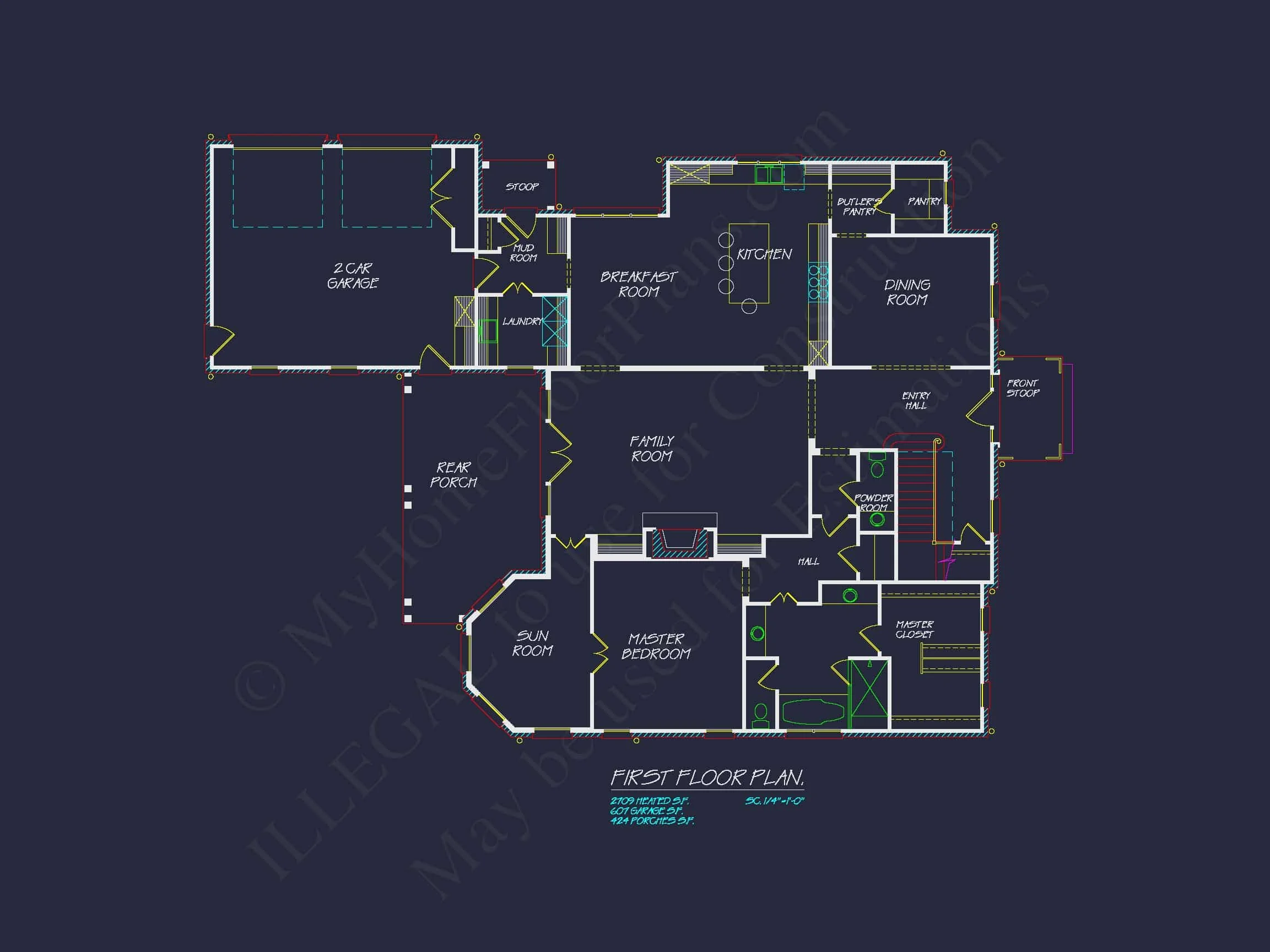 15-1411 HOUSE PLAN - Colonial House Floor Plan: 2-Story, 5-Bed, 4-Bath Blueprint 4 Colonial house Floor Plan: 2-Story, 5-Bed, 4-Bath Blueprint