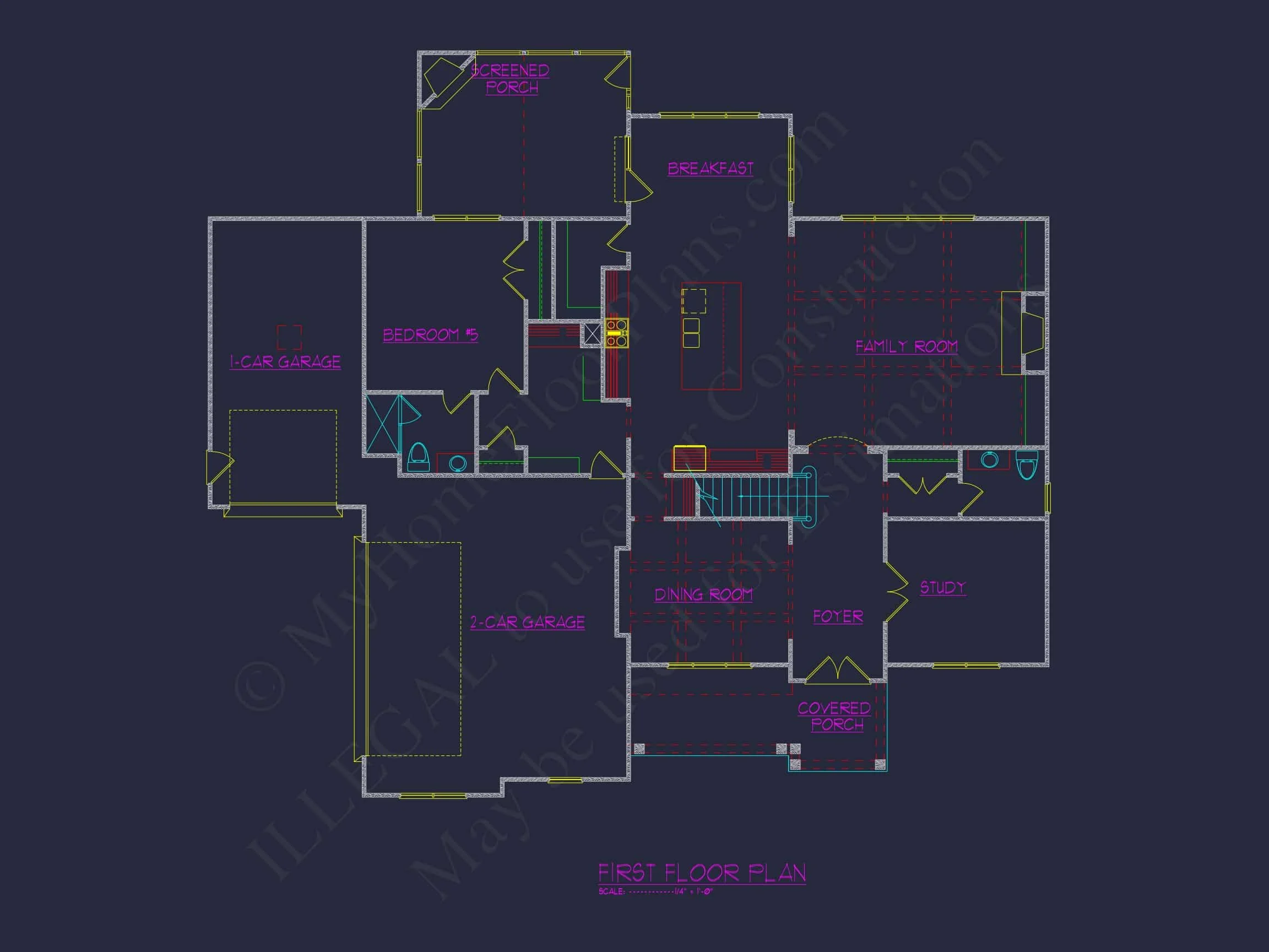 15-1201 House PLAN - Traditional Craftsman House Plan – 5-Bed, 5-Bath, 4,301 SF 34 Spacious house Plan with Detailed CAD Floor Plan