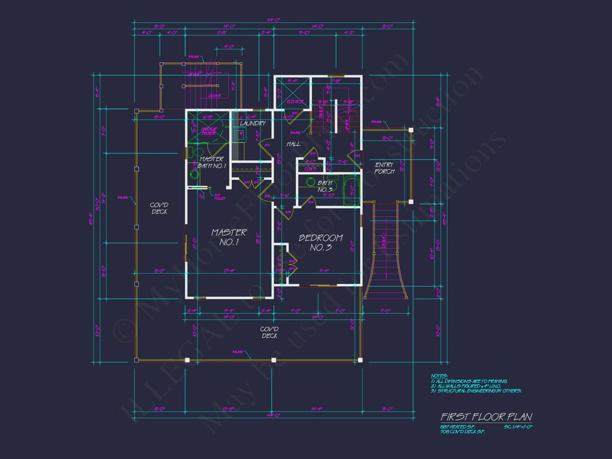 Beach house Architectural Floor Plan with Wrap Around Porch