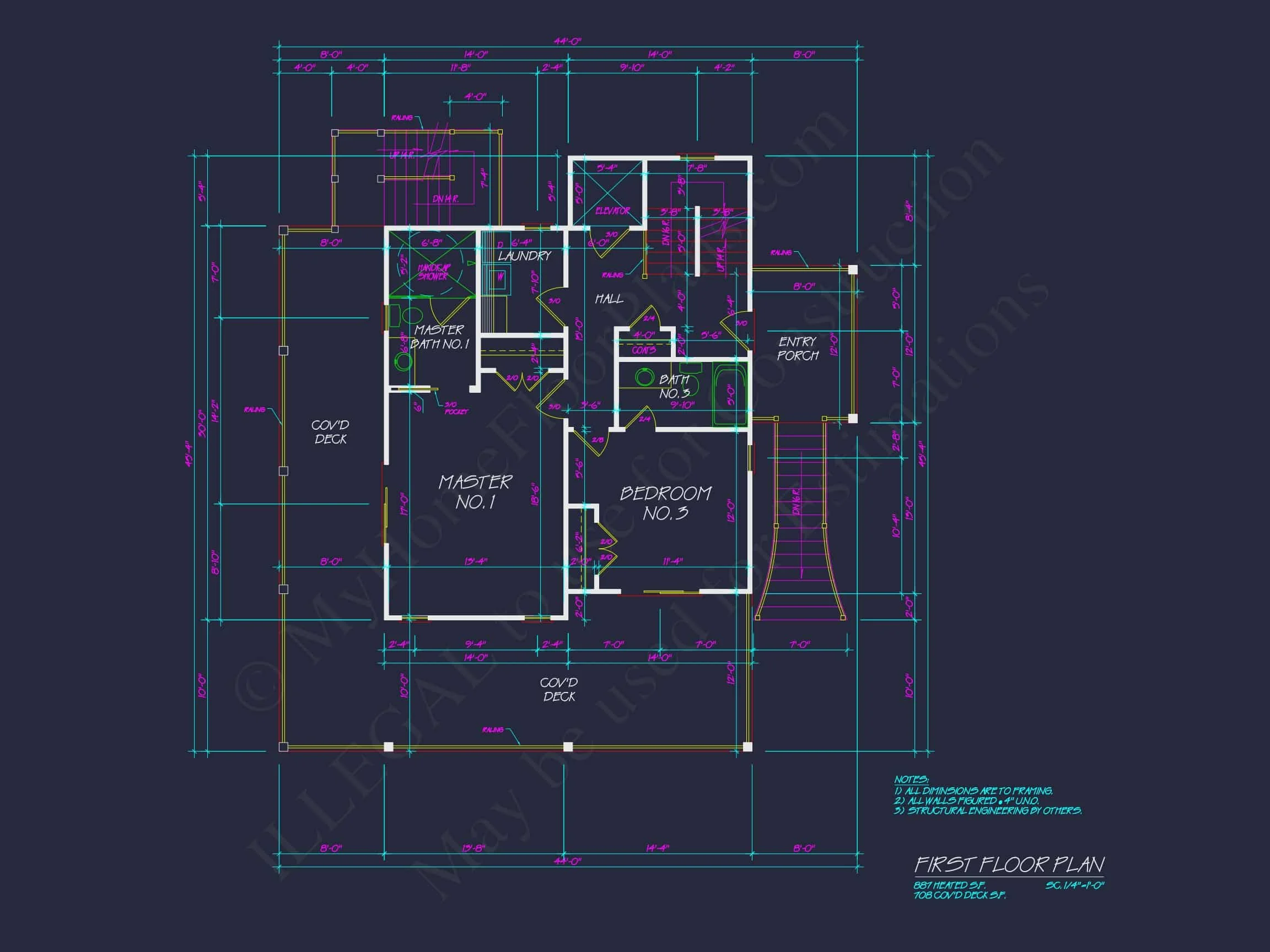 15-1094 HOUSE PLAN - Coastal Beach House Plan – 4-Bed, 5-Bath, 2,758 SF 69 Beach house Architectural Floor Plan with Wrap Around Porch