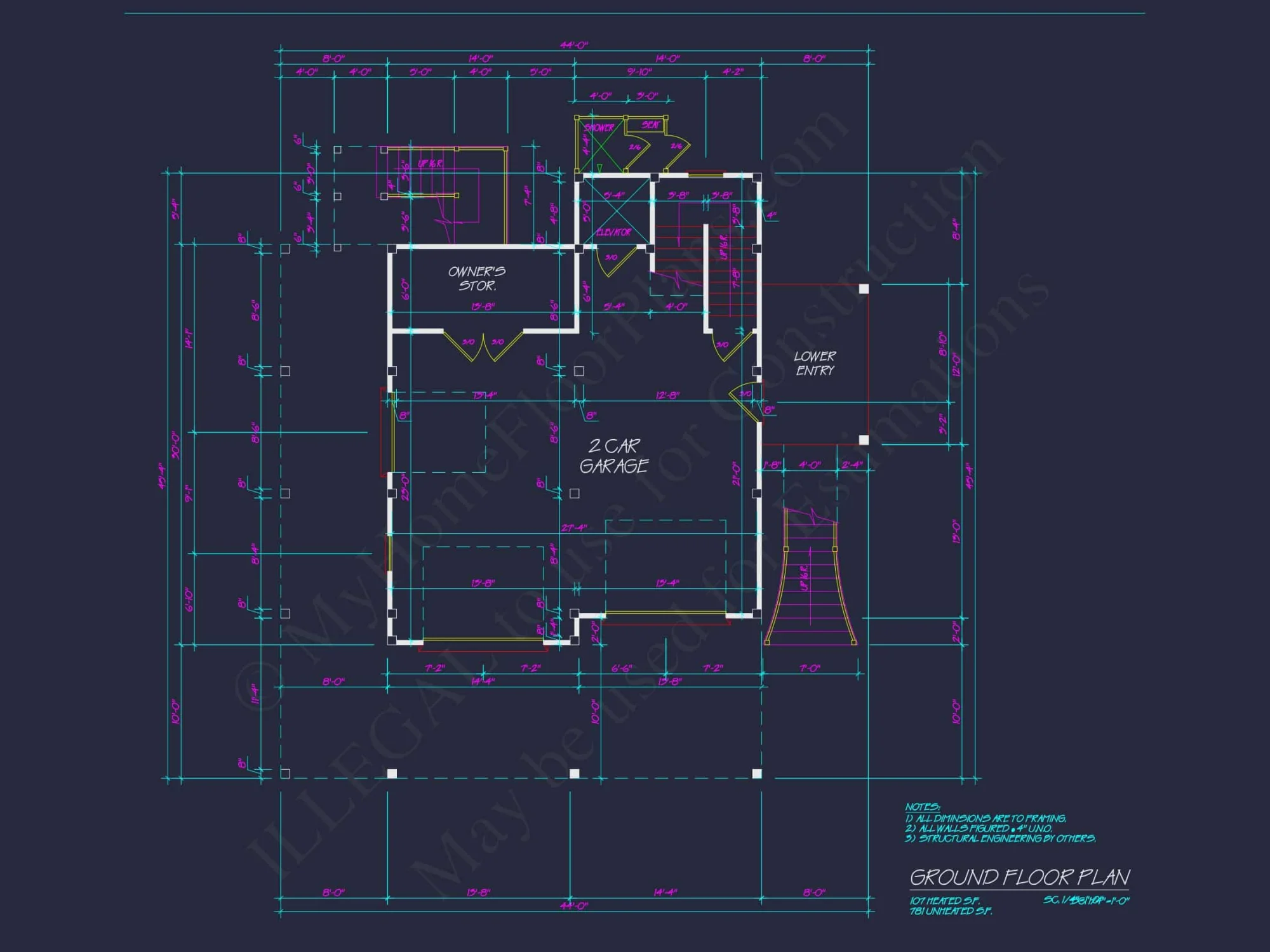 Beach house Architectural Floor Plan with Wrap Around Porch
