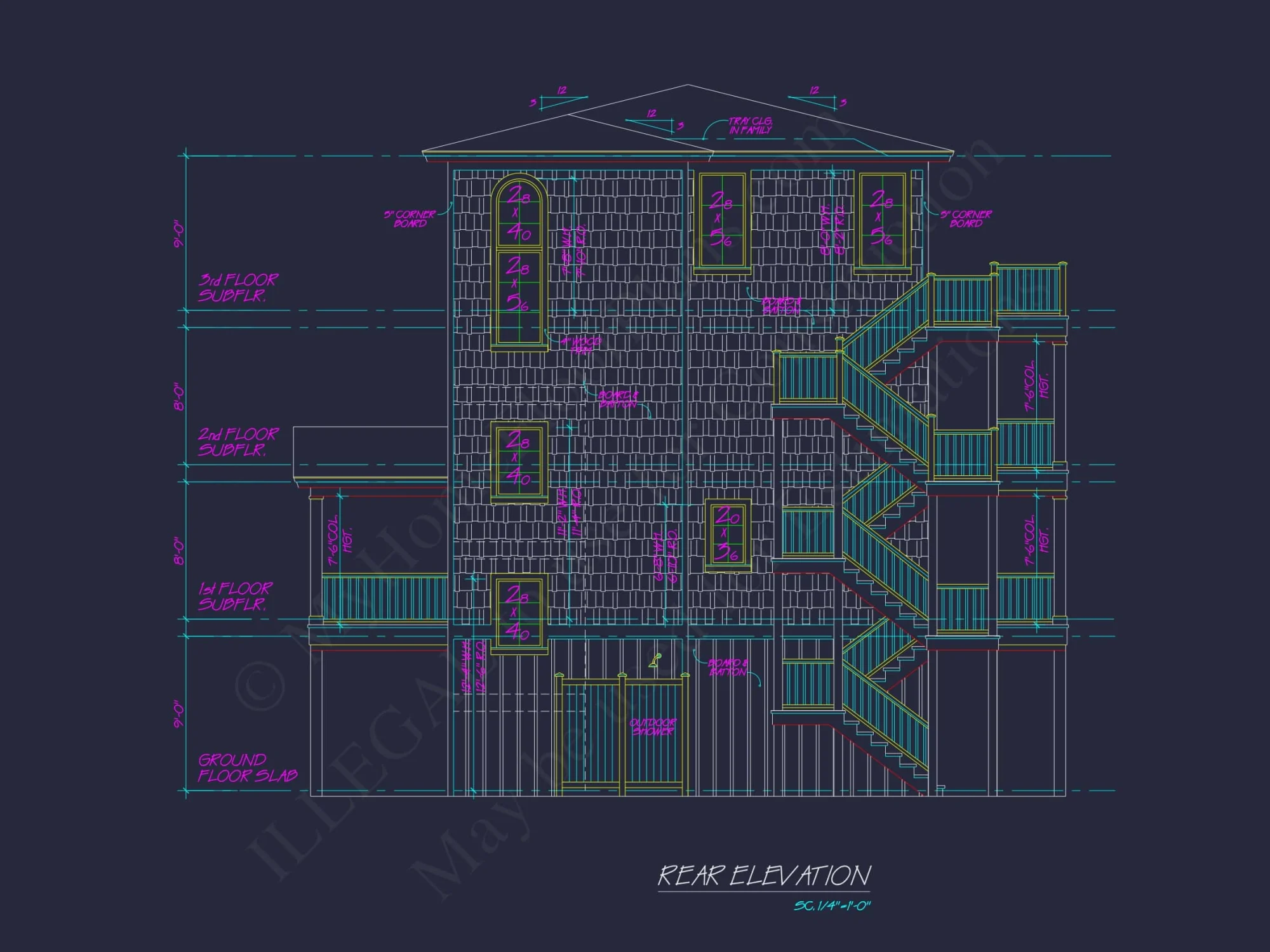 Beach house Architectural Floor Plan with Wrap Around Porch