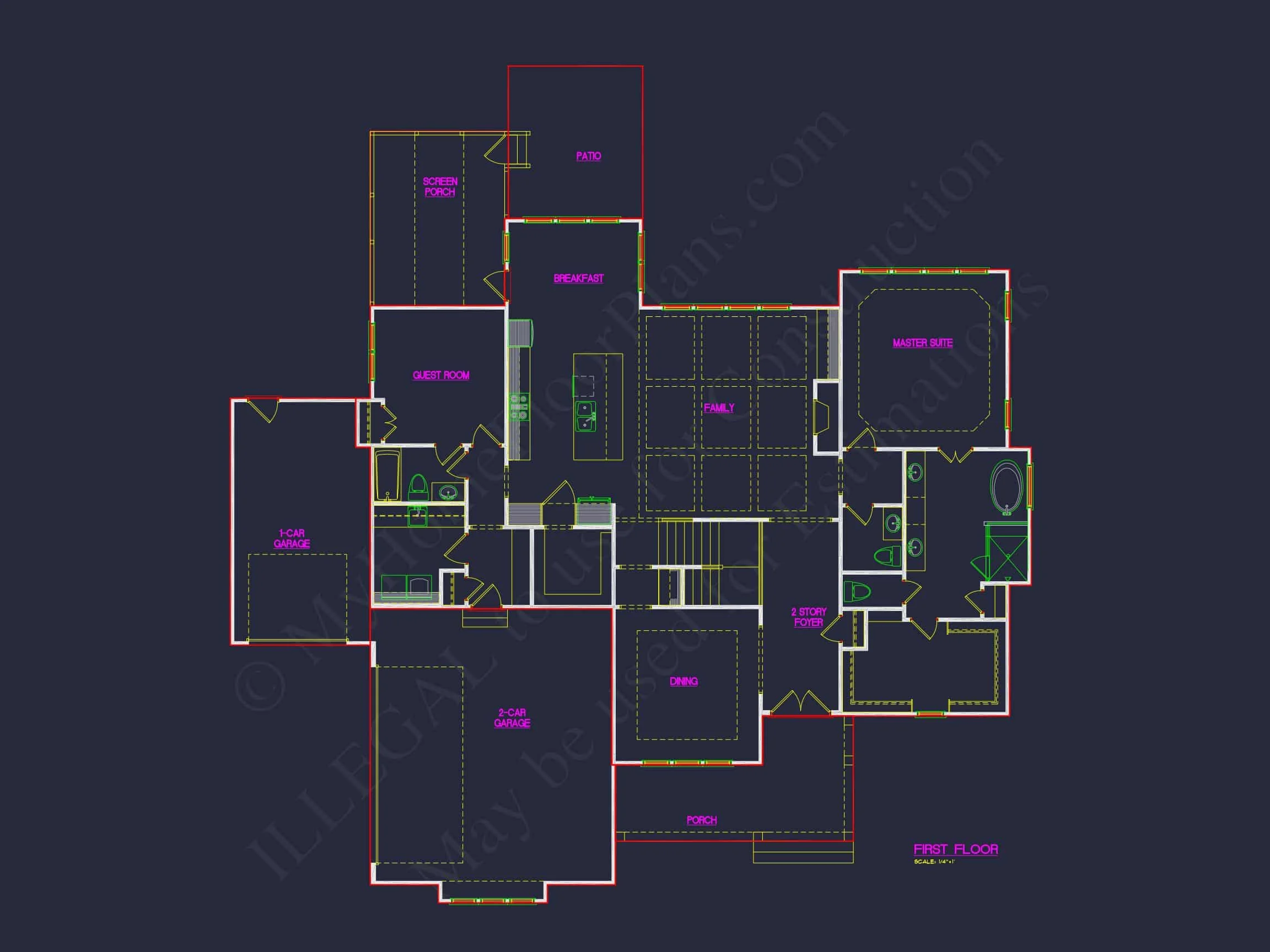 14-2171 HOUSE PLAN - Colonial Farmhouse House Plan with 5+ Baths and Bonus Room 6 Colonial Farmhouse house Plan with 5+ Baths and Bonus Room