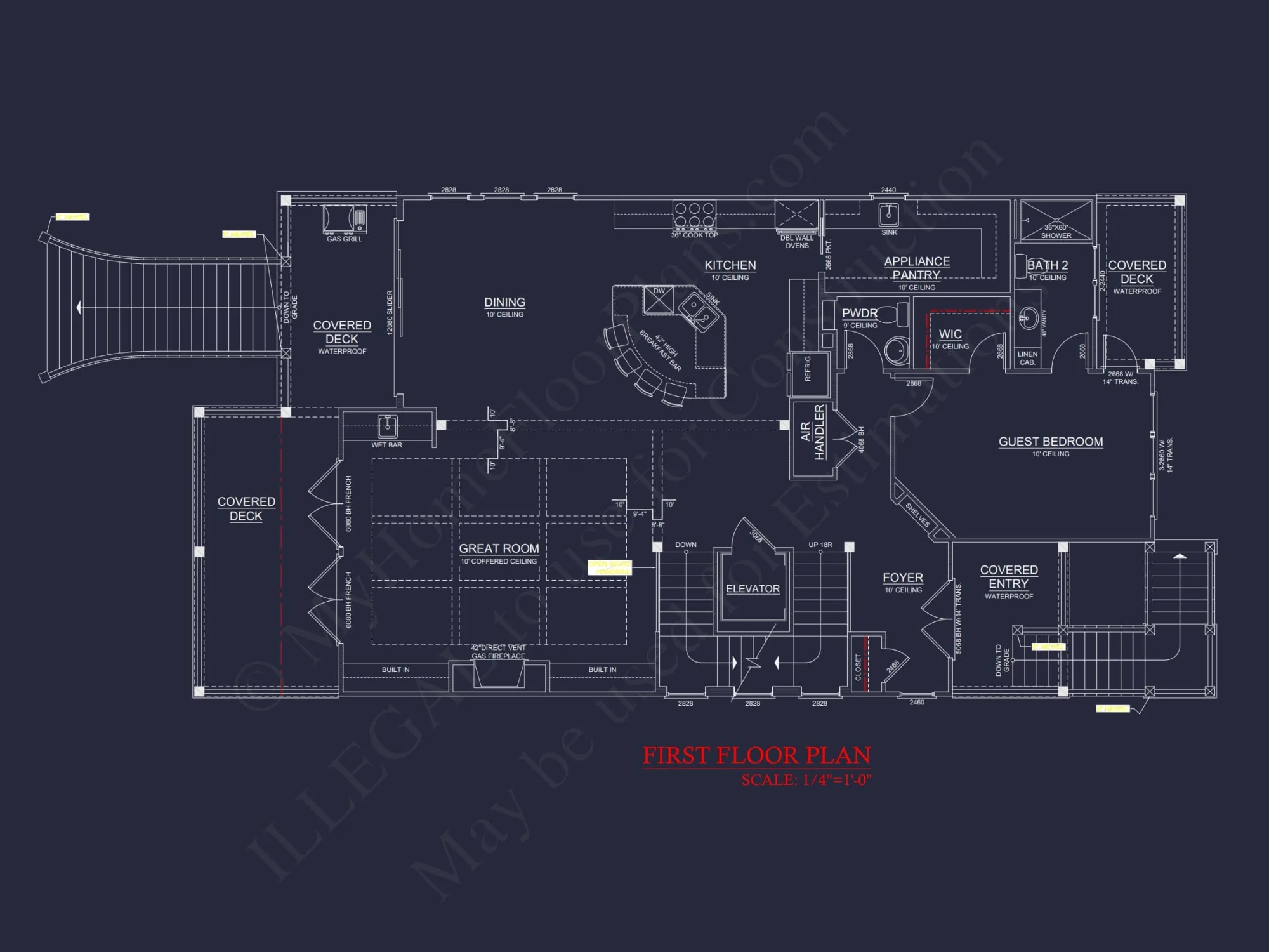 Custom Beach house Plan with 3 Floors, 4 Bedrooms & CAD Design