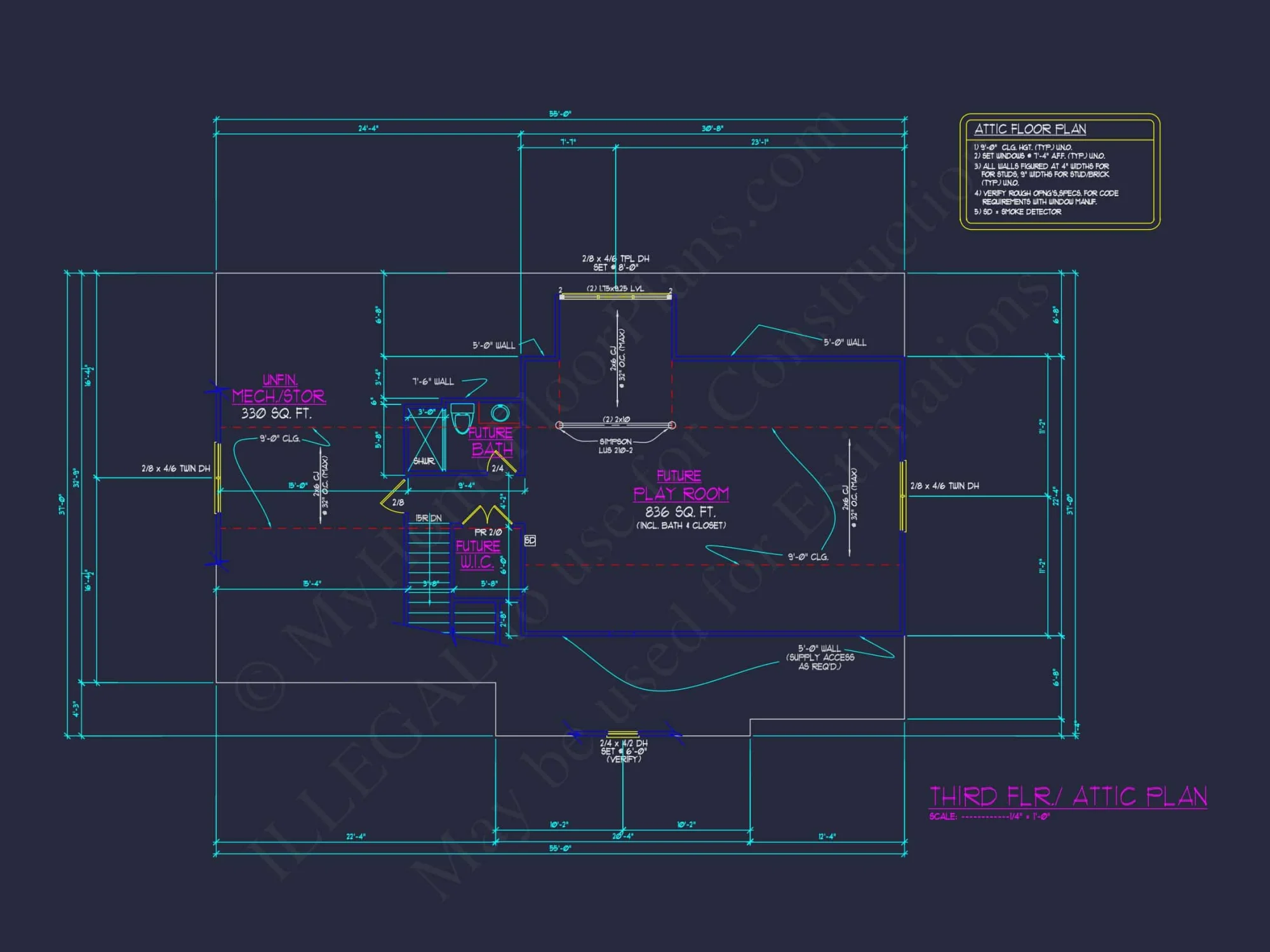 Mediterranean house Plan with 3 Floors and 4 Bedrooms