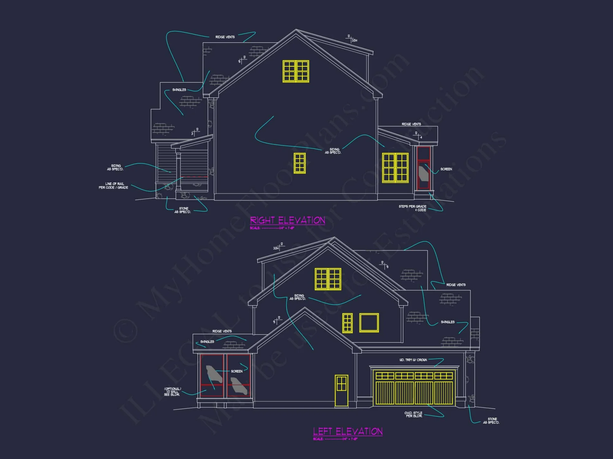 Mediterranean house Plan with 3 Floors and 4 Bedrooms