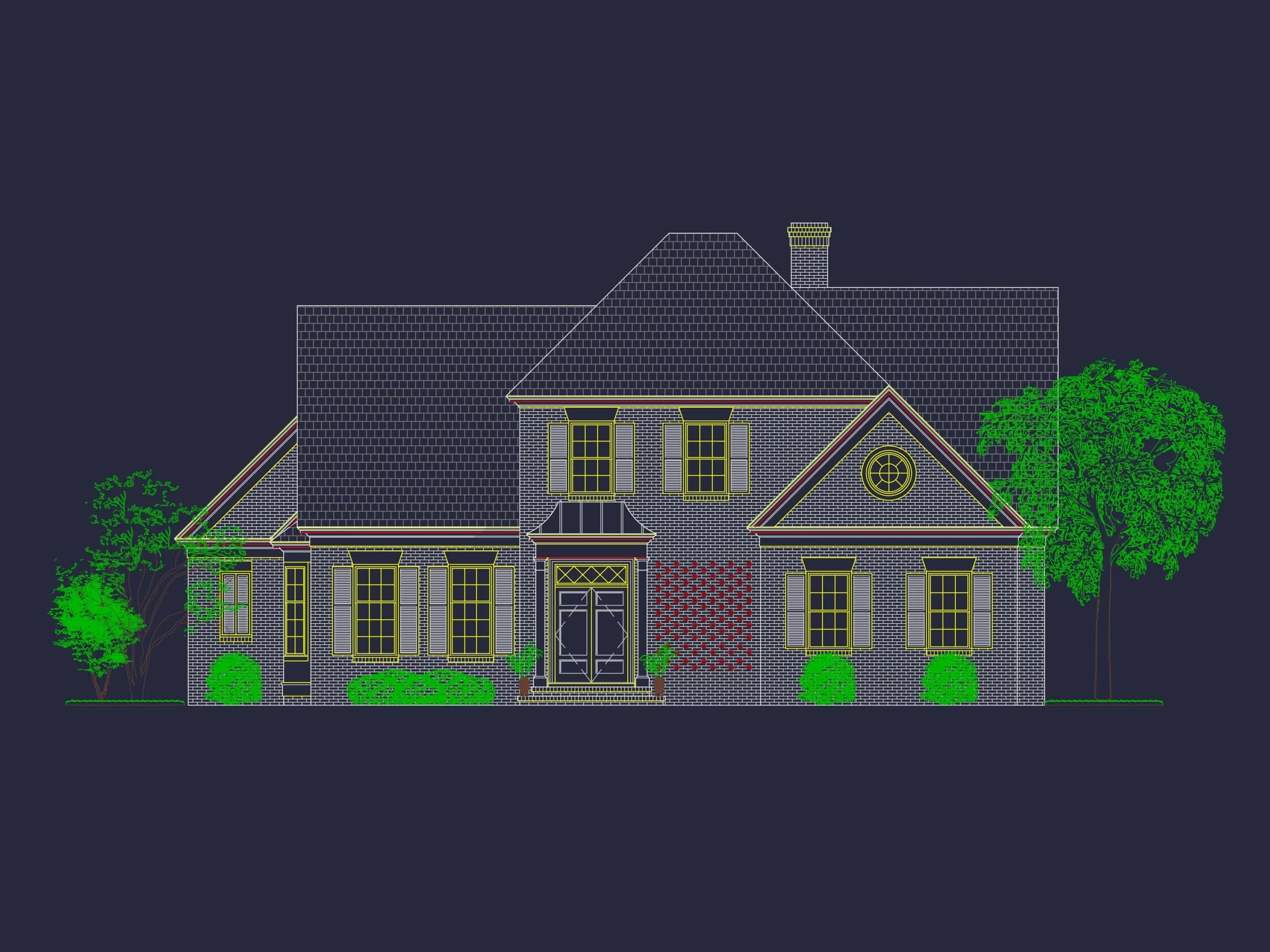 14-1572 HOUSE PLAN - Colonial Revival House Plan – 4-Bed, 3.5-Bath, 3,250 SF 4 Beautiful house Floor Plan with CAD Blueprints and Designs