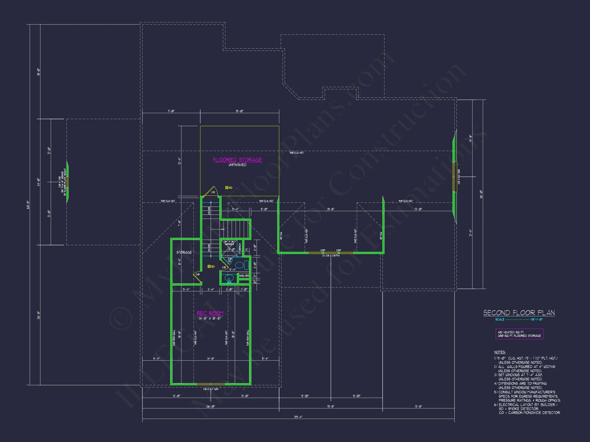 Craftsman house Floor Plan with 1.5 Story CAD Designs