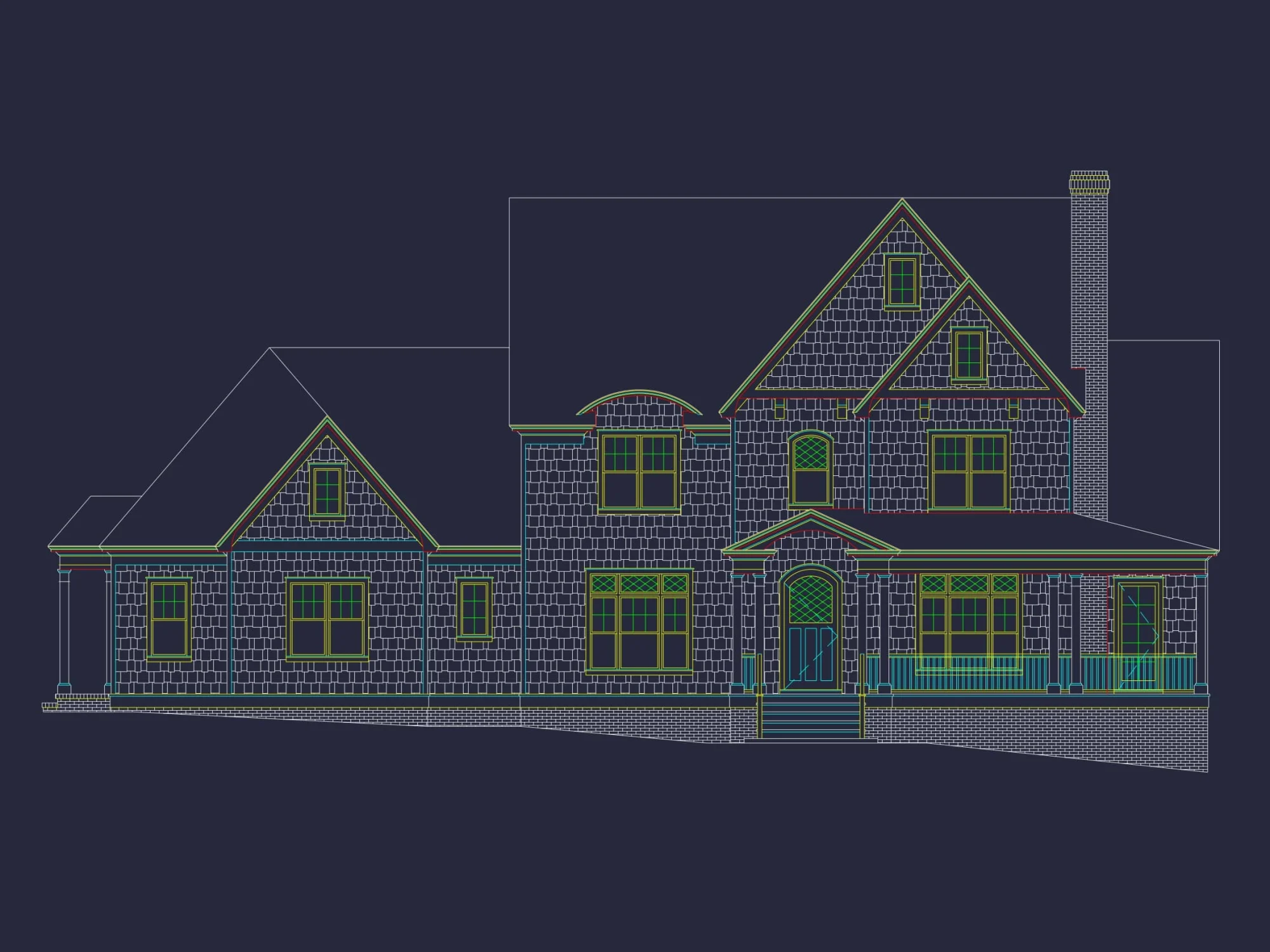 house Design and Blueprint for Unique 3-Story Colonial Revival