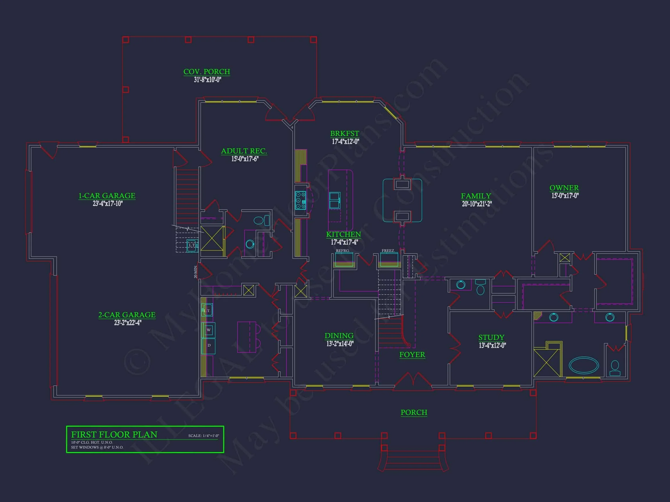 14-1455 HOUSE PLAN - Elegant House Floor Plan with 4 Bedrooms: CAD Designs & Blueprints 4 Elegant house Floor Plan with 4 Bedrooms: CAD Designs & Blueprints