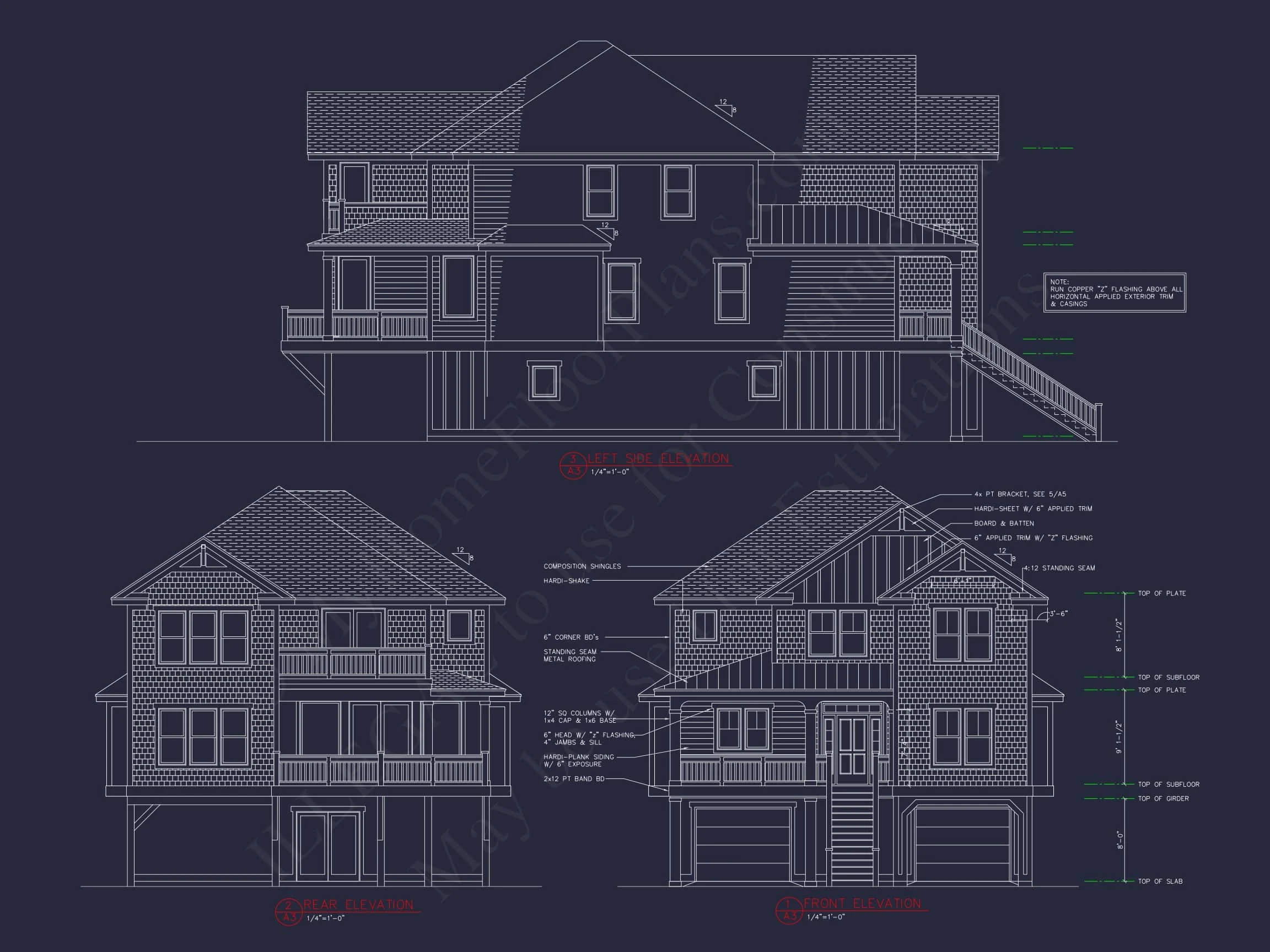 13-2089 House PLAN - Well-Designed Beach House Plan with 3 Floor Blueprints & CAD 2 Well-Designed Beach house Plan with 3 Floor Blueprints & CAD