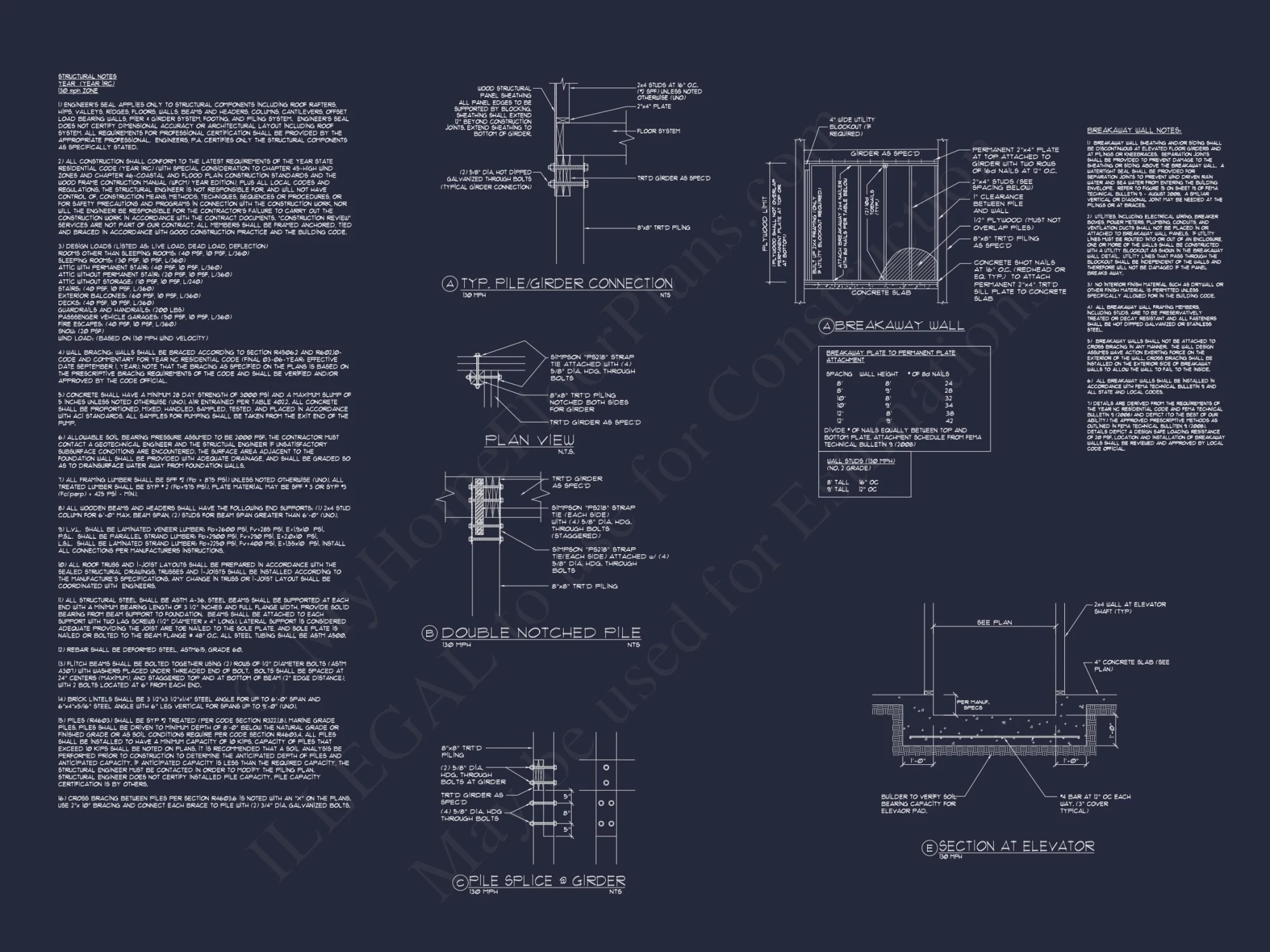Coastal house Plan with CAD Floor Designs and Blueprint