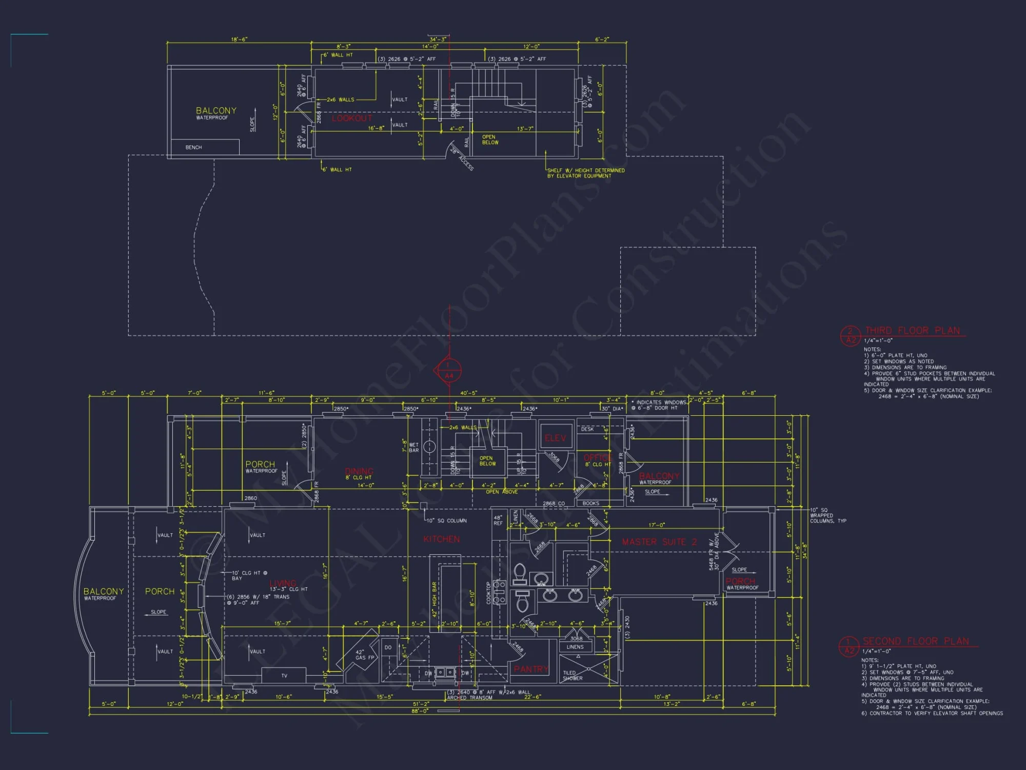 Coastal house Plan with CAD Floor Designs and Blueprint