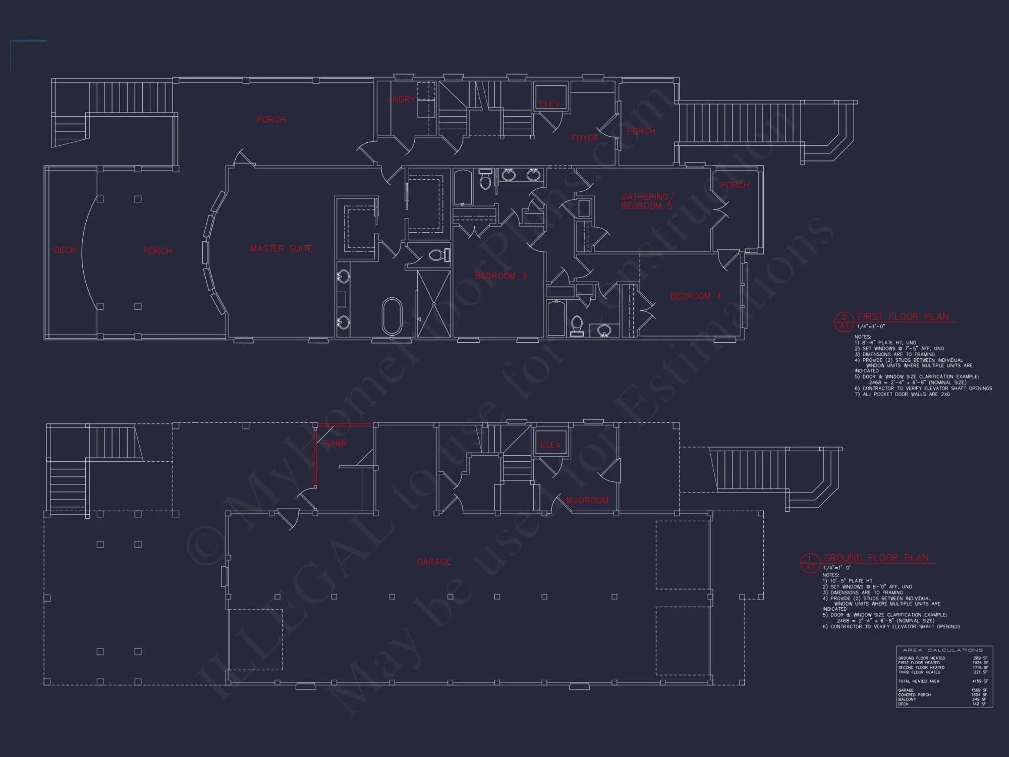 Coastal house Plan with CAD Floor Designs and Blueprint