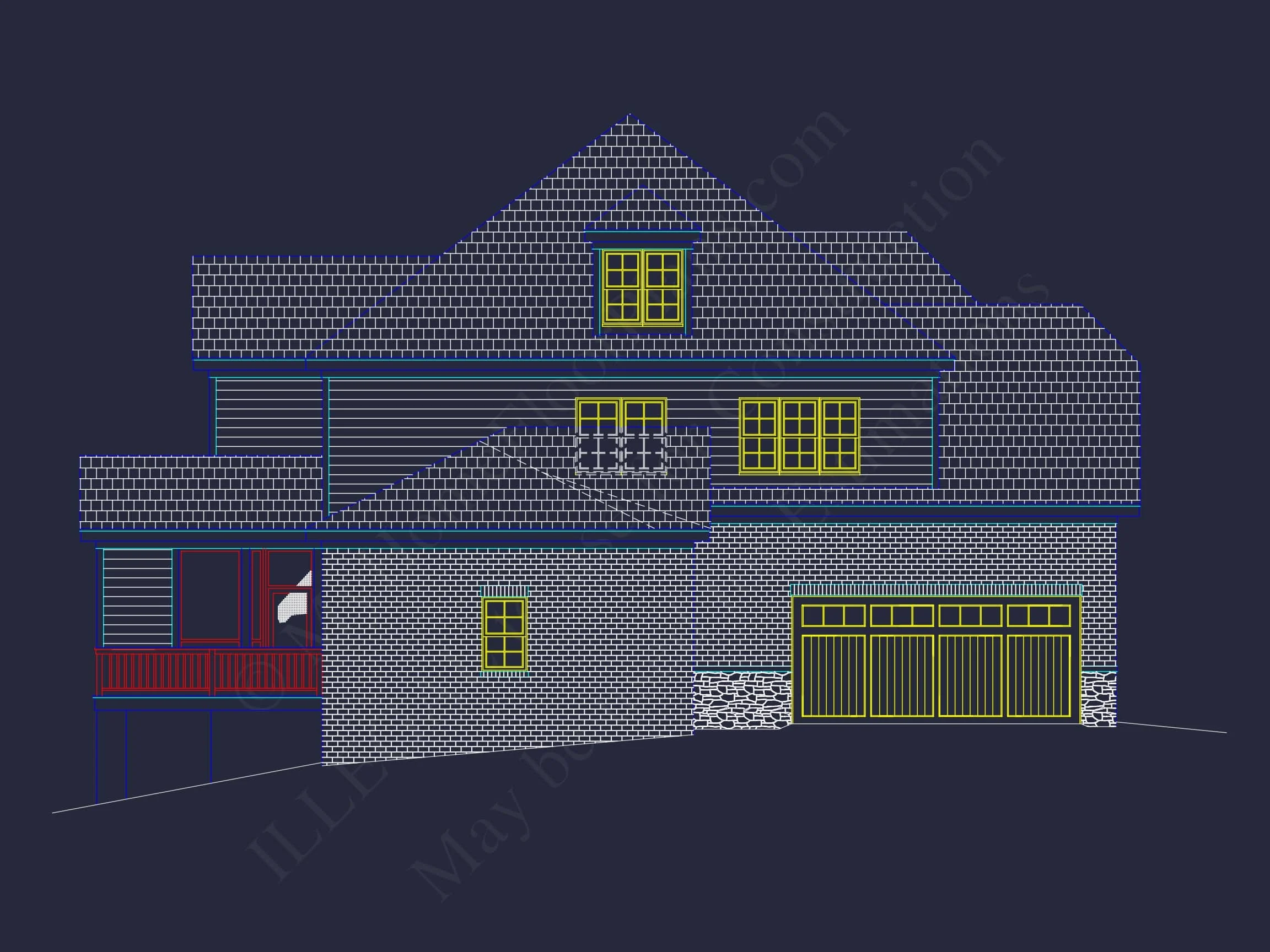 13-1100 HOUSE PLAN - Elegant House Designs | 3.5-Story Colonial Farmhouse Blueprint 4 Elegant house Designs