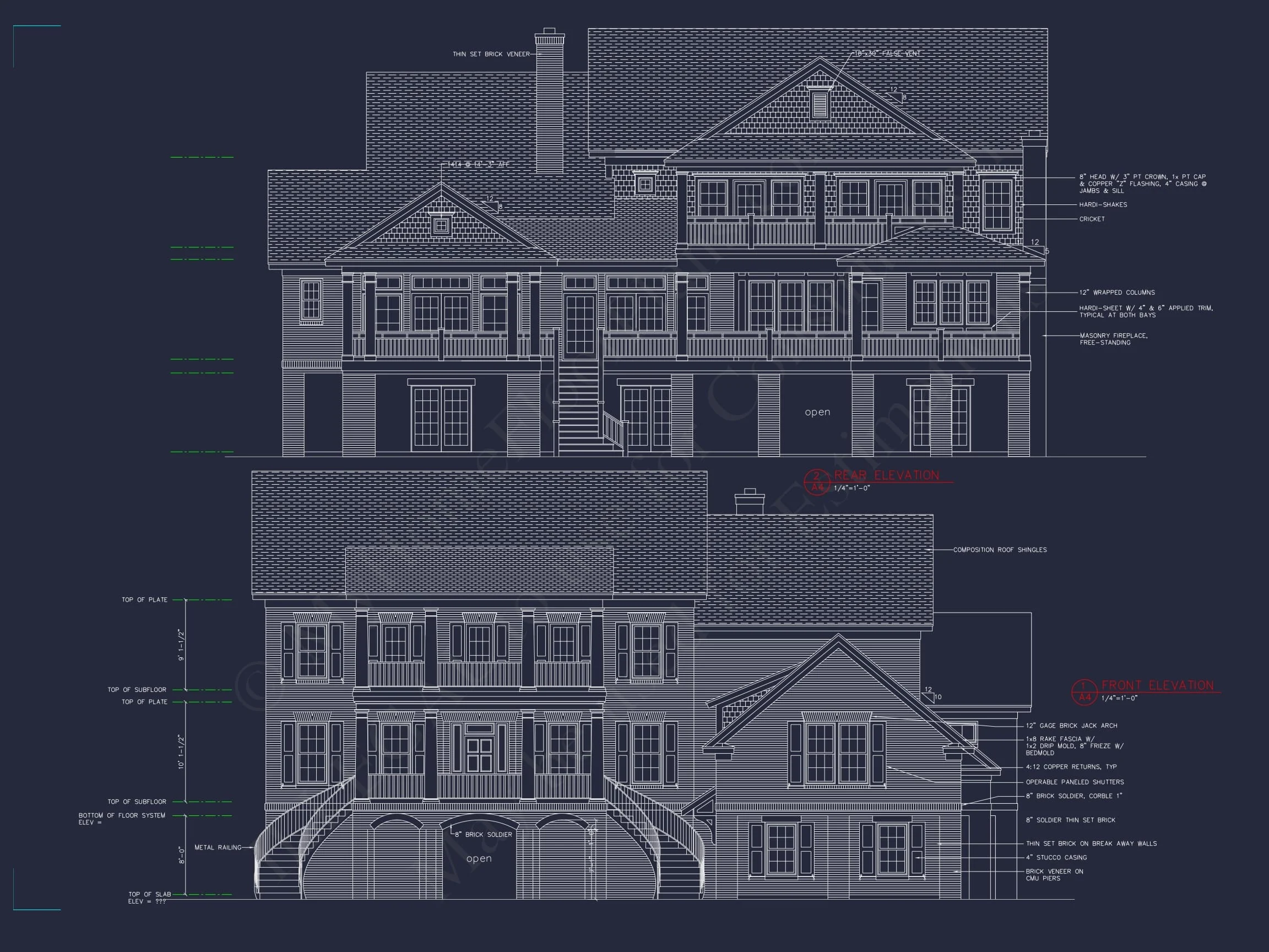 12-2973 HOUSE PLAN - 4-Bed, 5-Bath, 5912 SF Georgian Colonial House Plan 12 Luxury house Plan with 3 Floors, CAD Blueprints, and Classic Designs