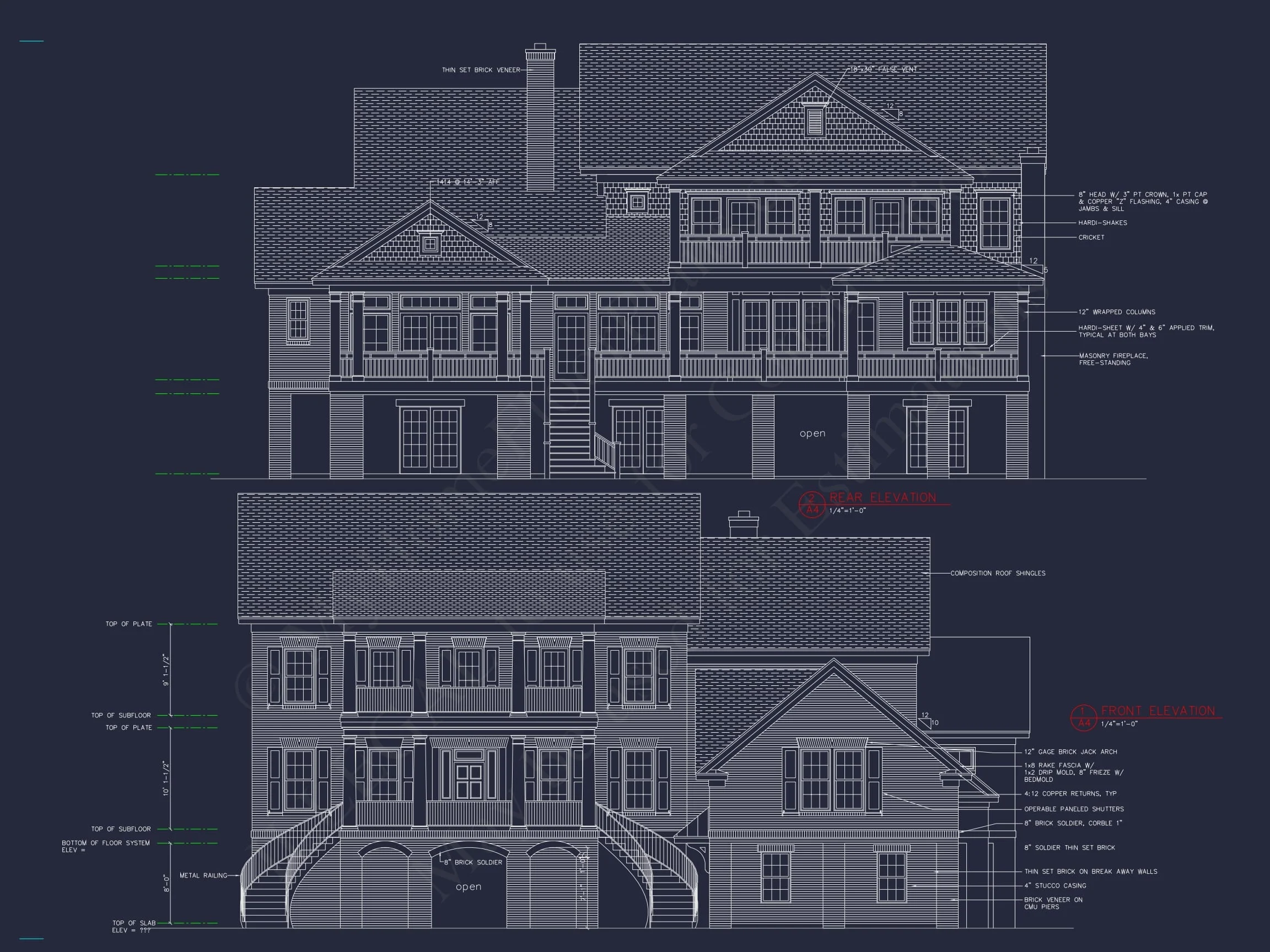 12-2973 HOUSE PLAN - 4-Bed, 5-Bath, 5912 SF Georgian Colonial House Plan 9 Luxury house Plan with 3 Floors, CAD Blueprints, and Classic Designs