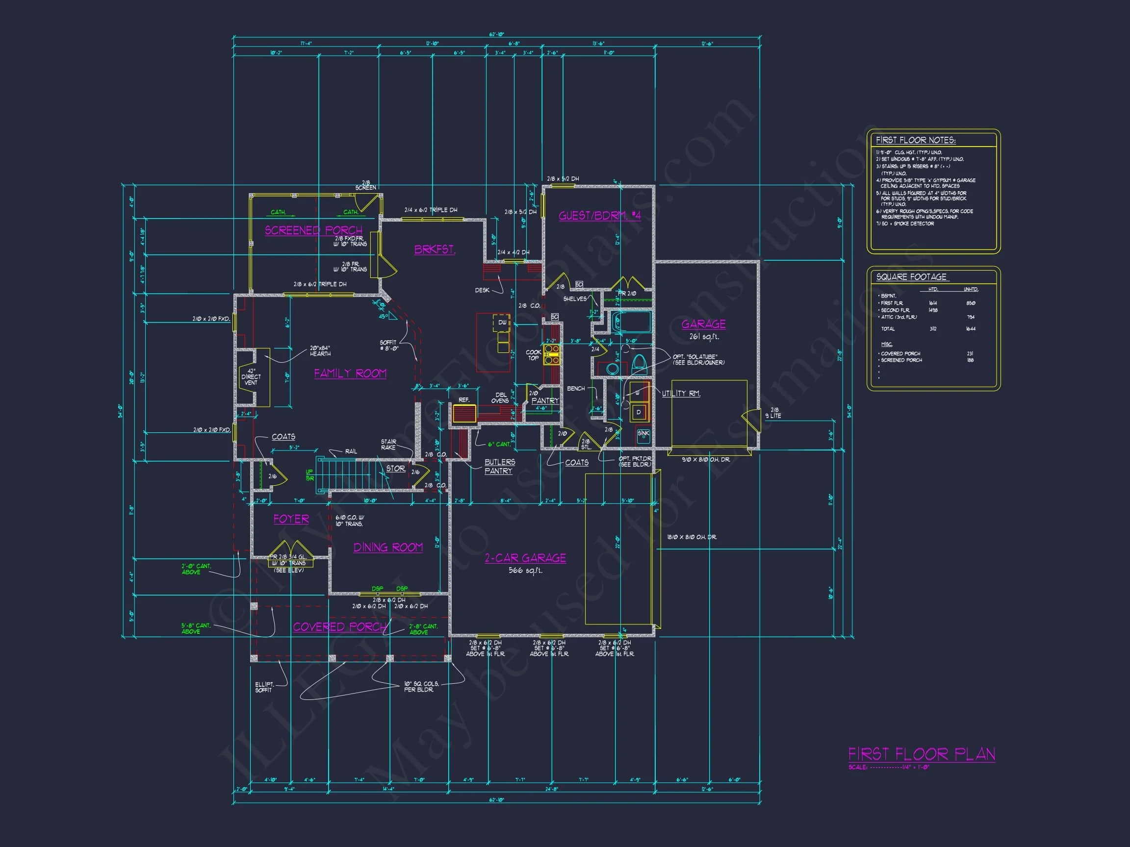 12-2789 HOUSE PLAN - 3-Story Craftsman House Plan - 4 Beds, 4.5 Baths, 3,112 Sq Ft + 3-Car Garage 9 Elegant house Plan with 3D CAD Blueprint and Craft Designs