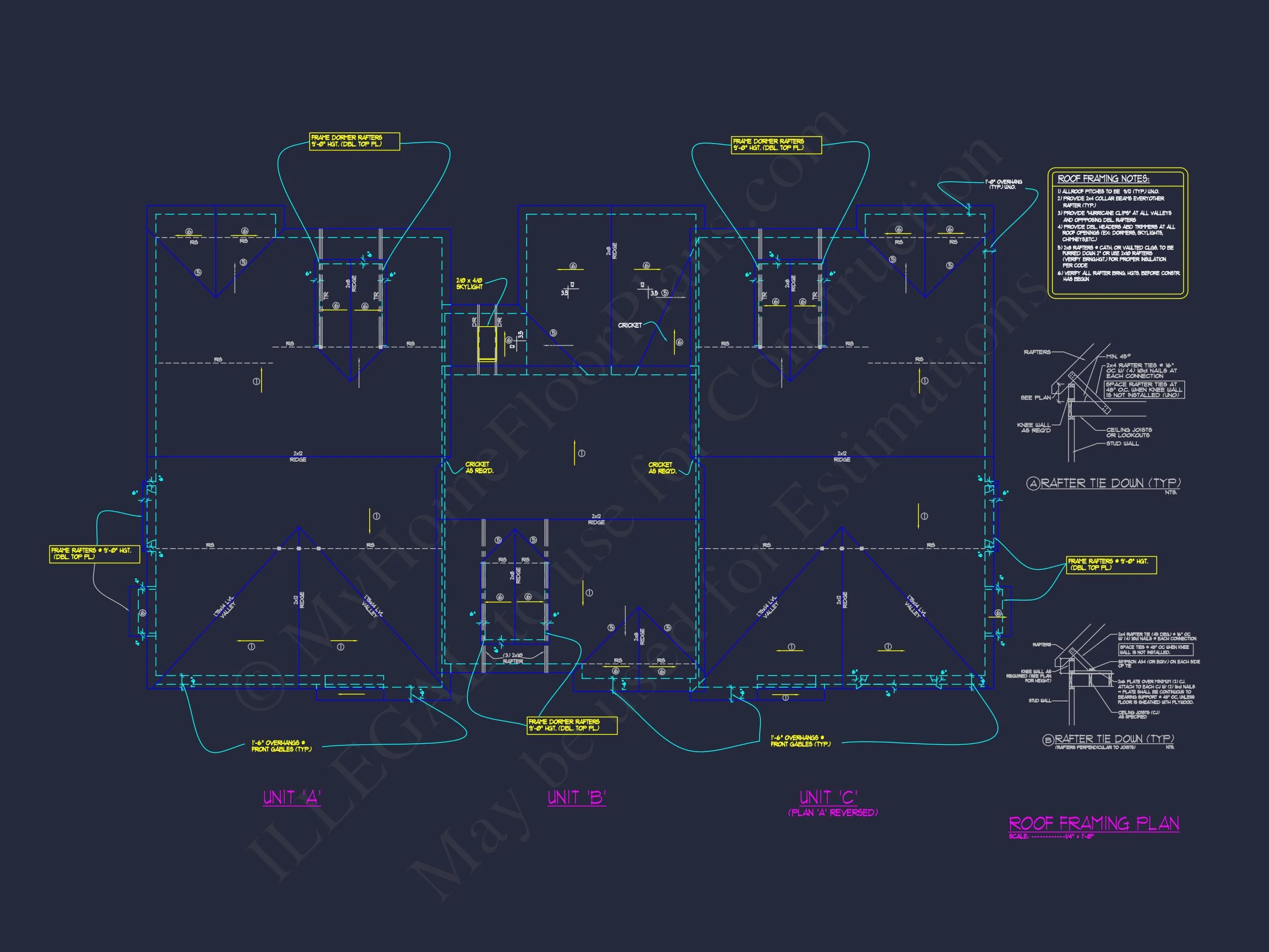 12-2340 TRIPLEX TOWNHOUSE PLAN - Efficient Multi-Family Triplex House Plan with CAD Designs 15 Efficient Multi-Family Triplex house Plan with CAD Designs
