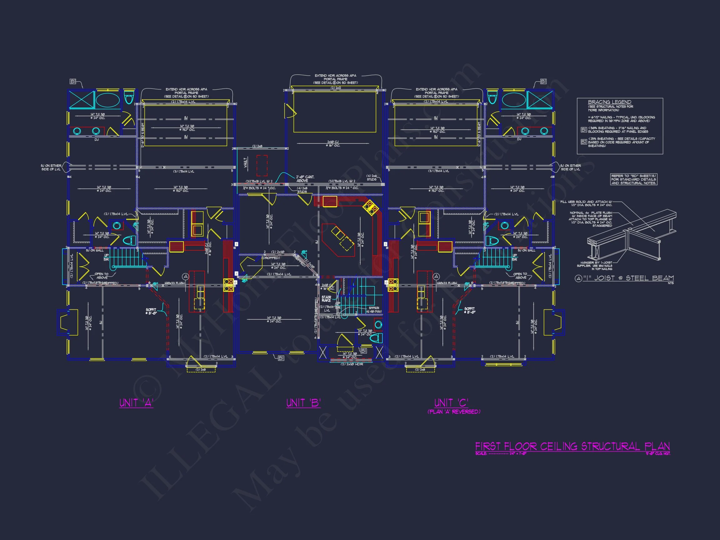 12-2340 TRIPLEX TOWNHOUSE PLAN - Efficient Multi-Family Triplex House Plan with CAD Designs 13 Efficient Multi-Family Triplex house Plan with CAD Designs