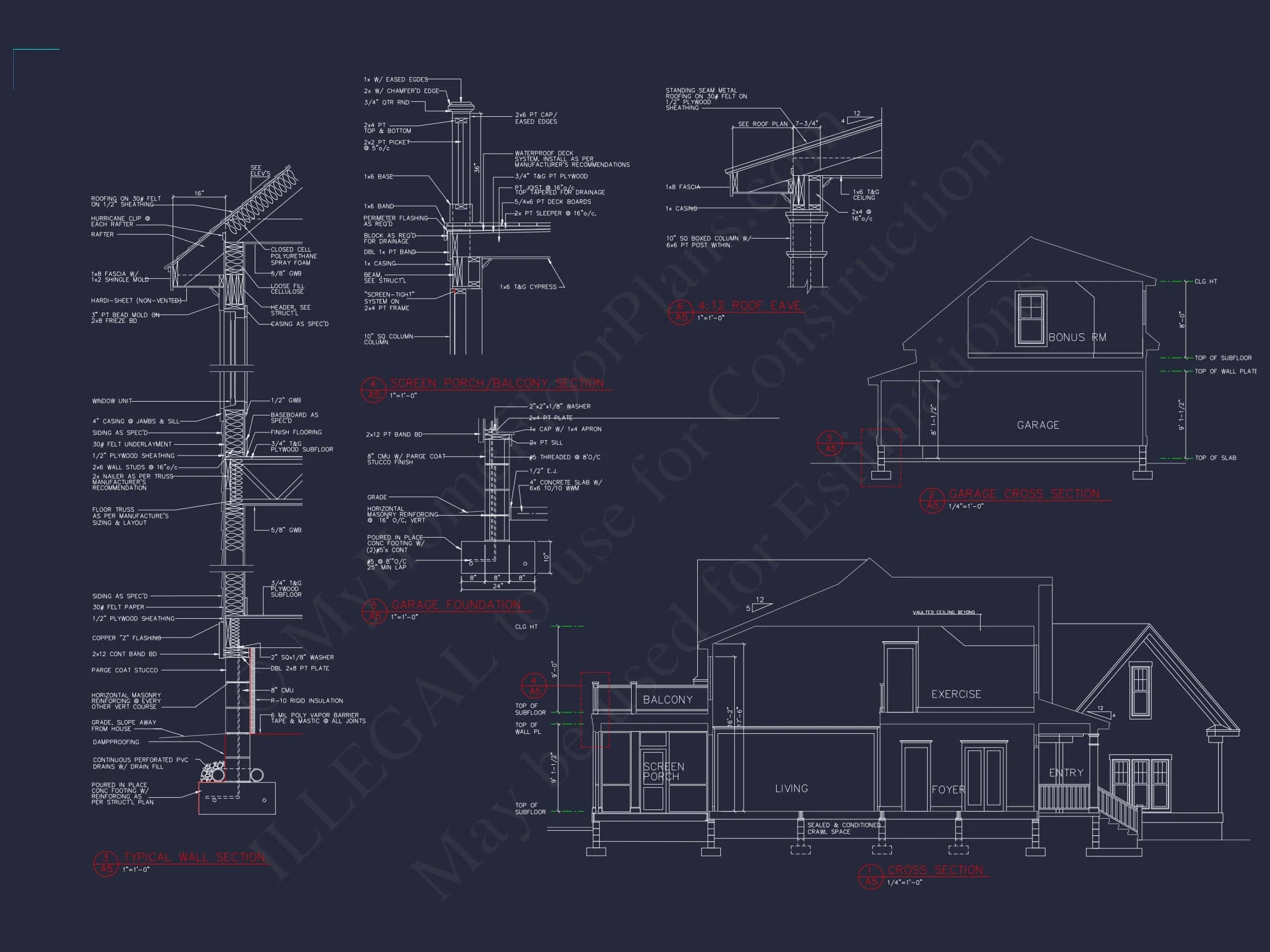 12-2201 HOUSE PLAN - 3-Bed, 6-Bath, 3830 SF Craftsman House Plan 11 Expansive house Plan with 6 Baths, CAD Designs & Features