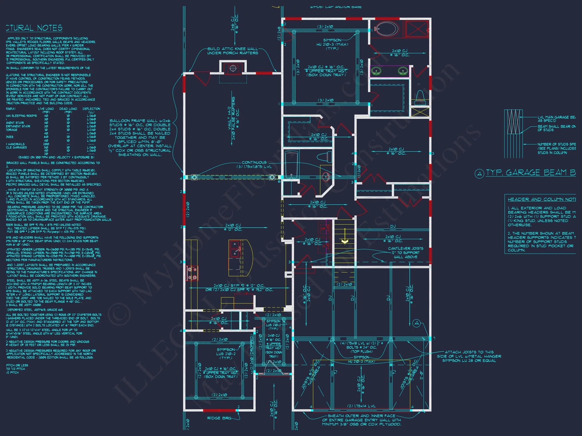 11-1912 HOUSE PLAN - 3-Bed, 2-Bath, 1,940 SF Craftsman House Plan 37 Traditional house Plan with CAD Designs, Fireplace & Porches