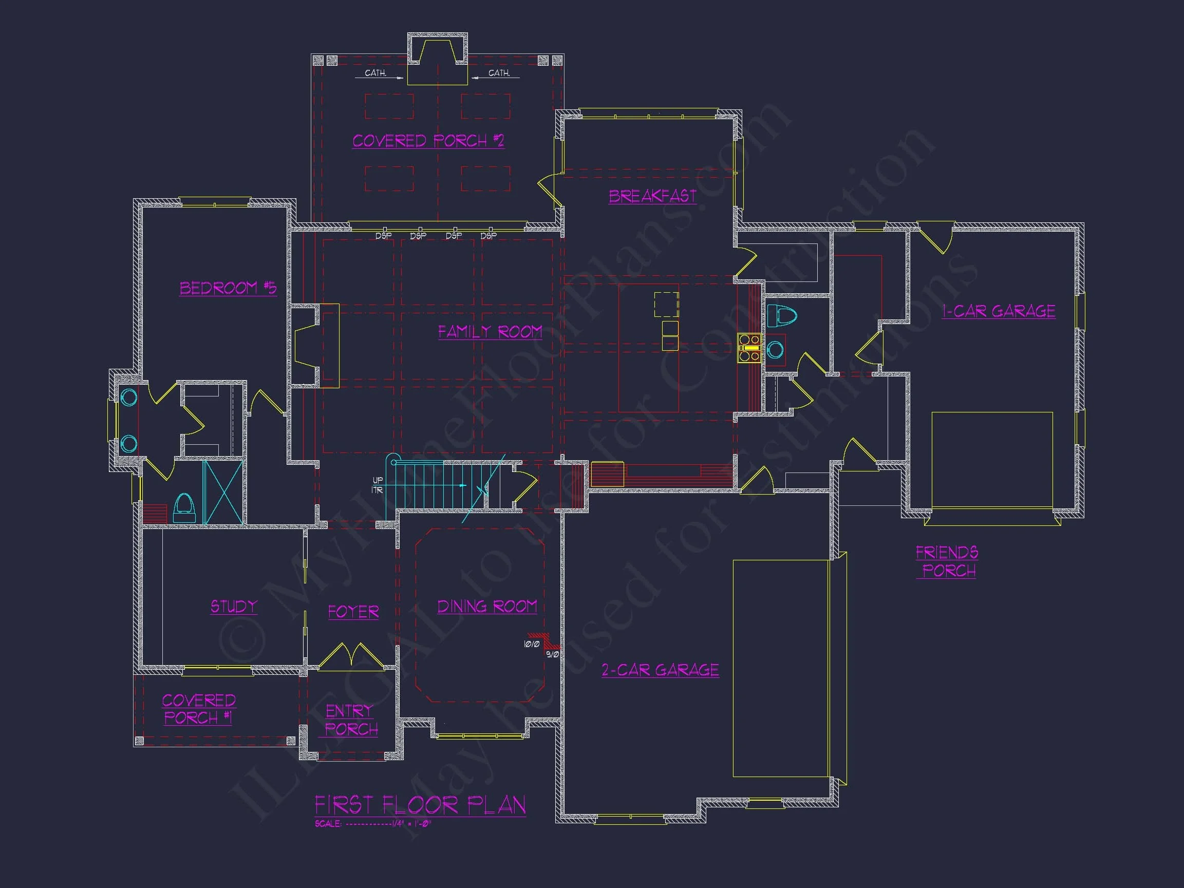 11-1797 HOUSE PLAN - Luxury House Floor Plan with 5 Bedrooms and CAD Designs 6 Luxury house Floor Plan with 5 Bedrooms and CAD Designs