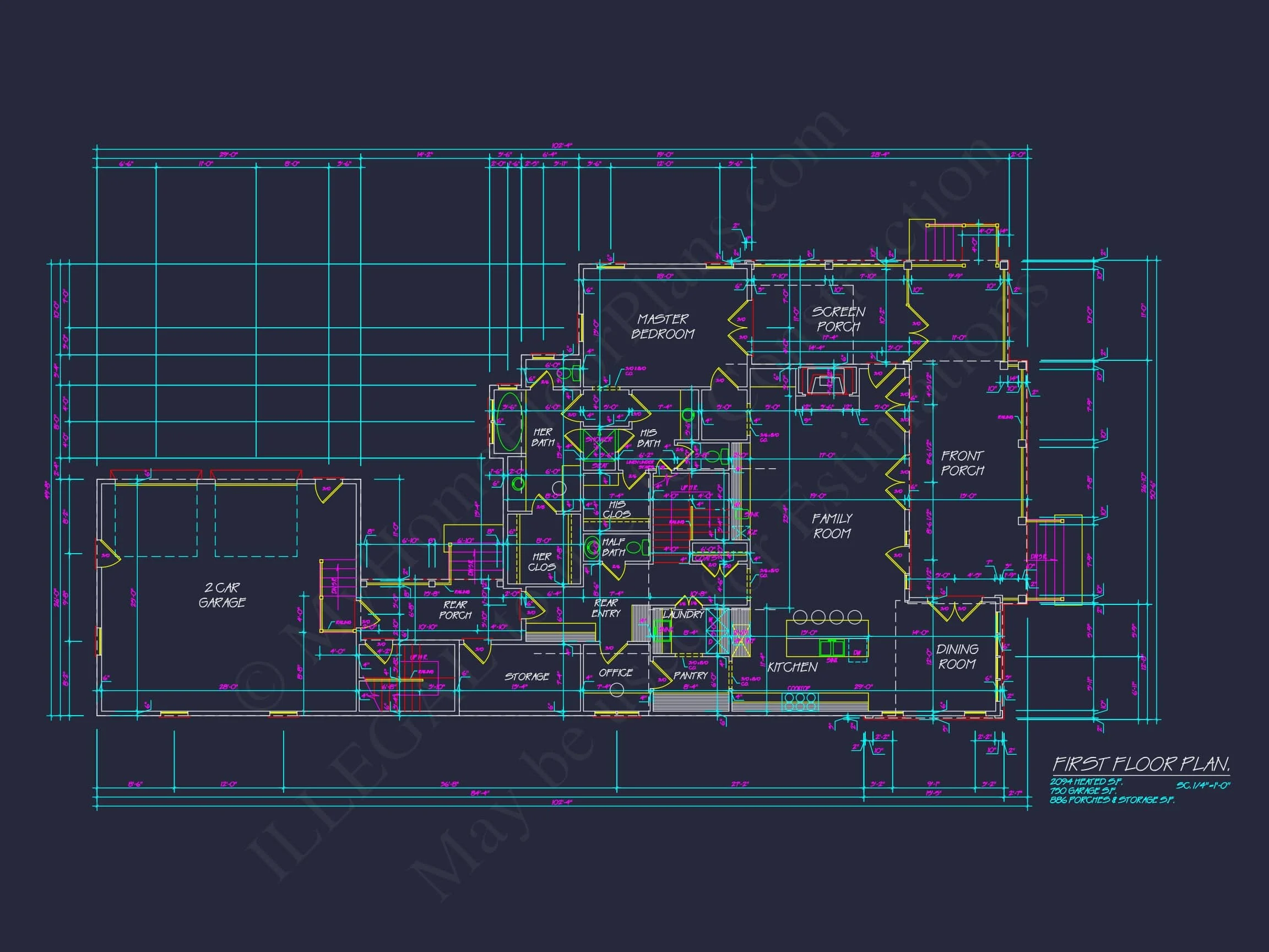 11-1592 HOUSE PLAN - 4-Bed, 5.5-Bath, 5013 SF Southern Colonial House Plan 13 Stunning 2-Story house Plan with Detailed CAD Blueprint Designs