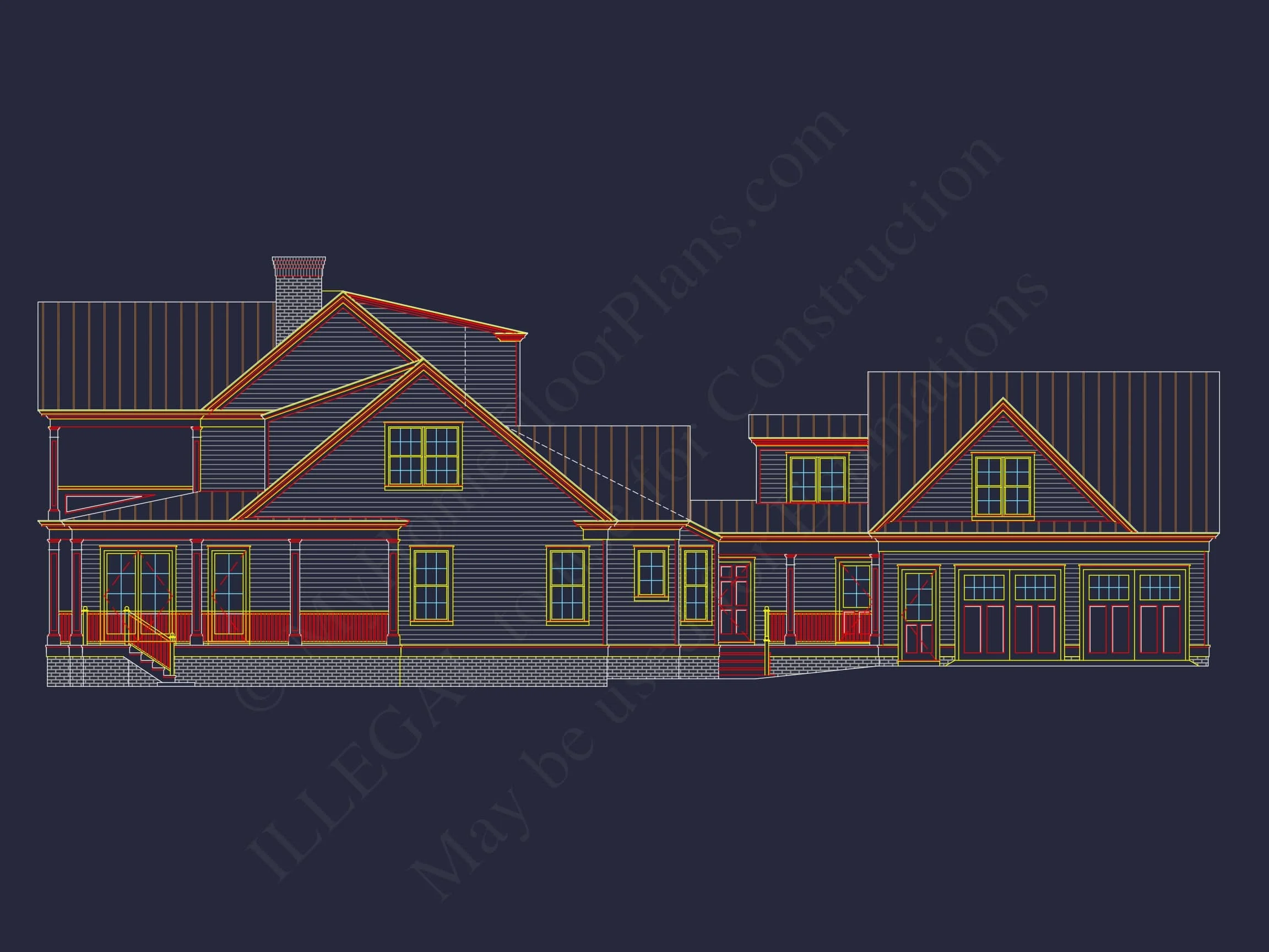 11-1592 HOUSE PLAN - 4-Bed, 5.5-Bath, 5013 SF Southern Colonial House Plan 7 Stunning 2-Story house Plan with Detailed CAD Blueprint Designs