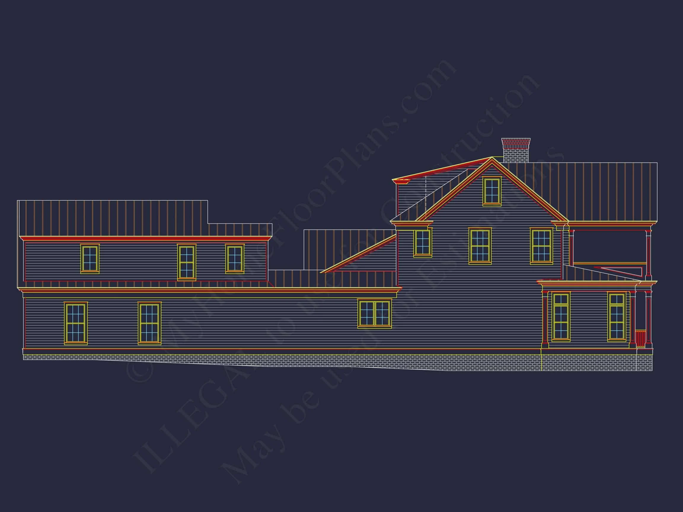 11-1592 HOUSE PLAN - 4-Bed, 5.5-Bath, 5013 SF Southern Colonial House Plan 5 Stunning 2-Story house Plan with Detailed CAD Blueprint Designs