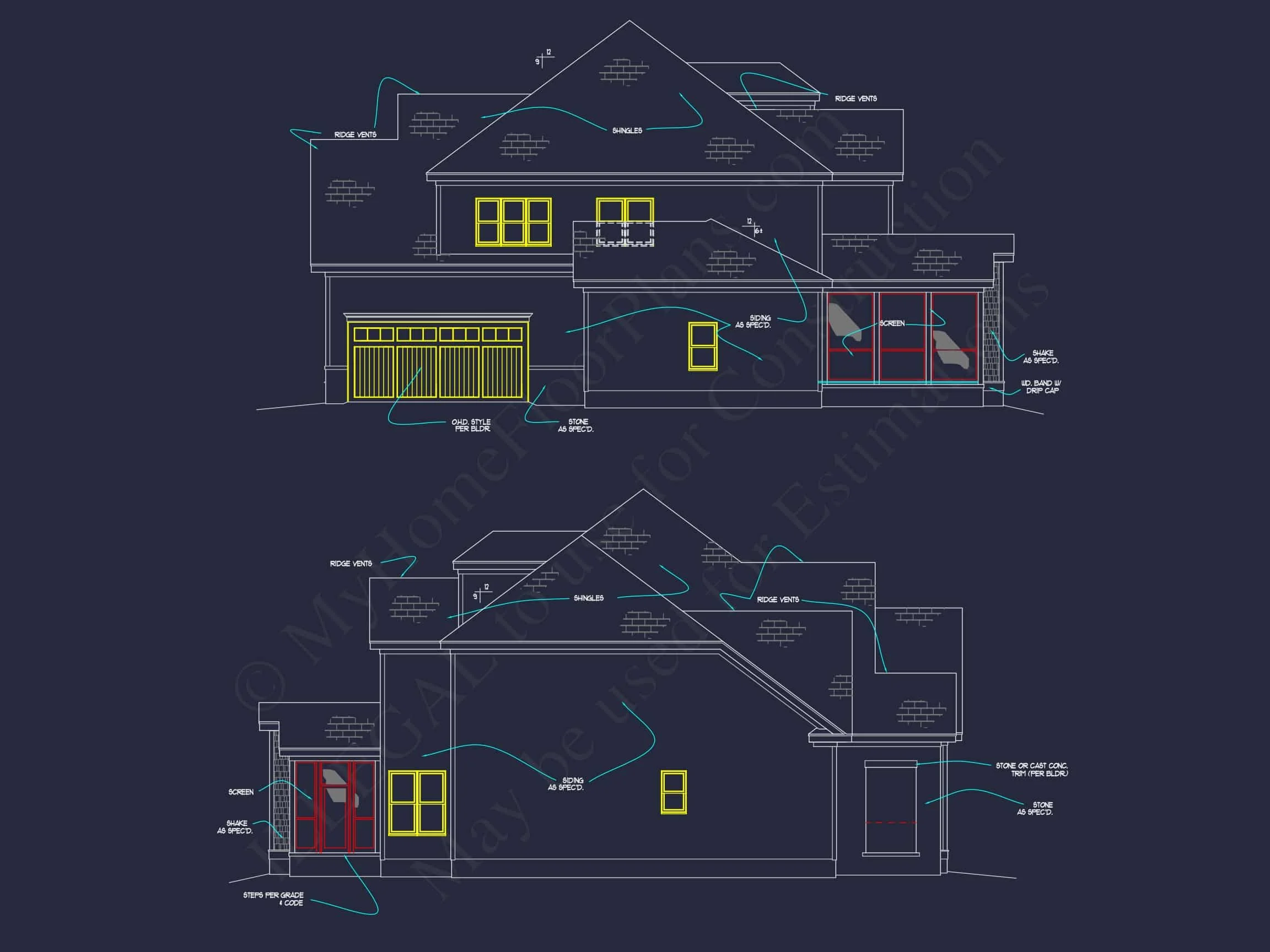 11-1243 House PLAN - 6-Bed, 5.5-Bath, 4466 SF Traditional Craftsman House Plan 49 Elegant house Plan with CAD Designs