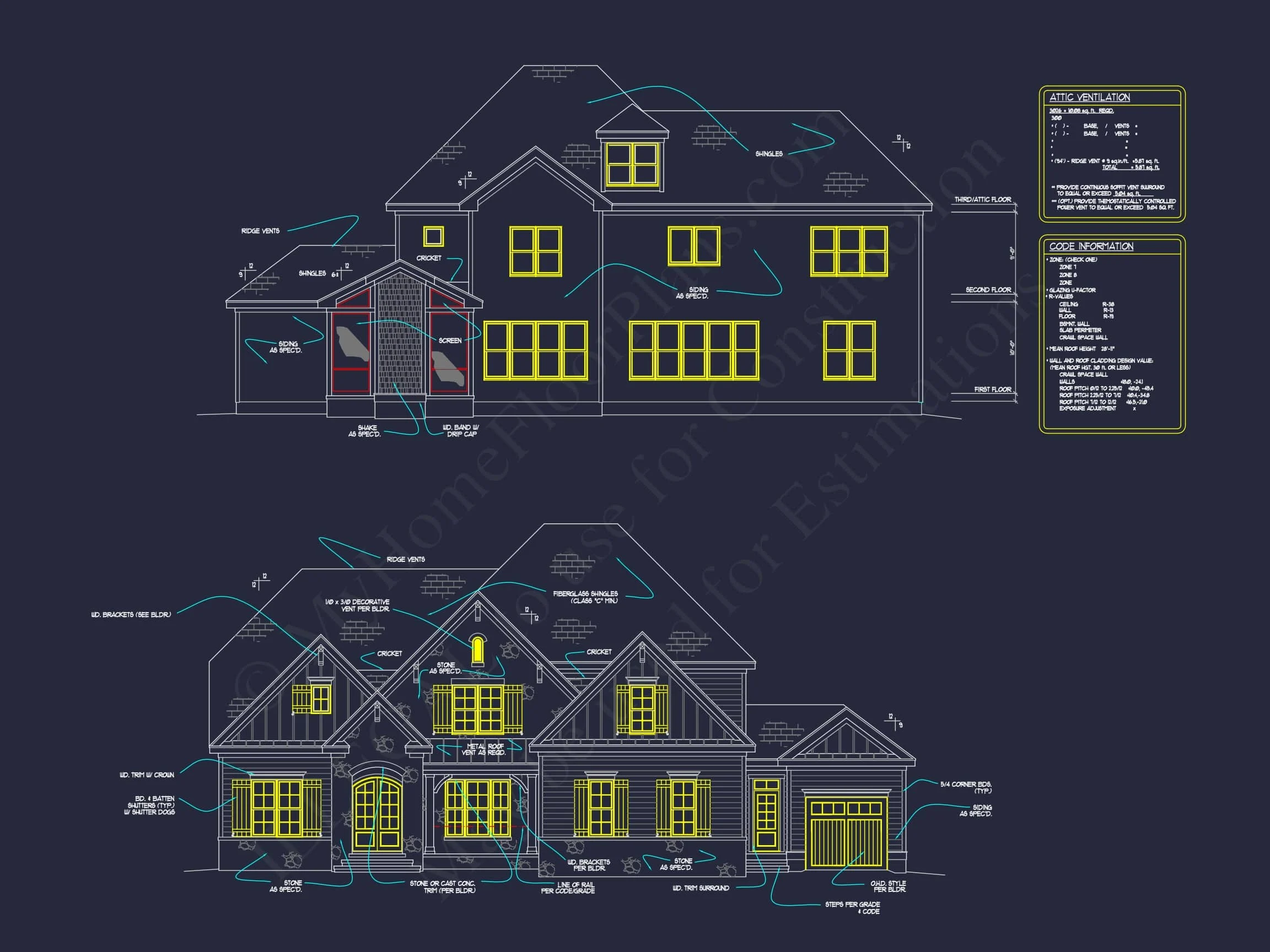 11-1243 House PLAN - 6-Bed, 5.5-Bath, 4466 SF Traditional Craftsman House Plan 48 6-Bed Floor Plan Blueprint