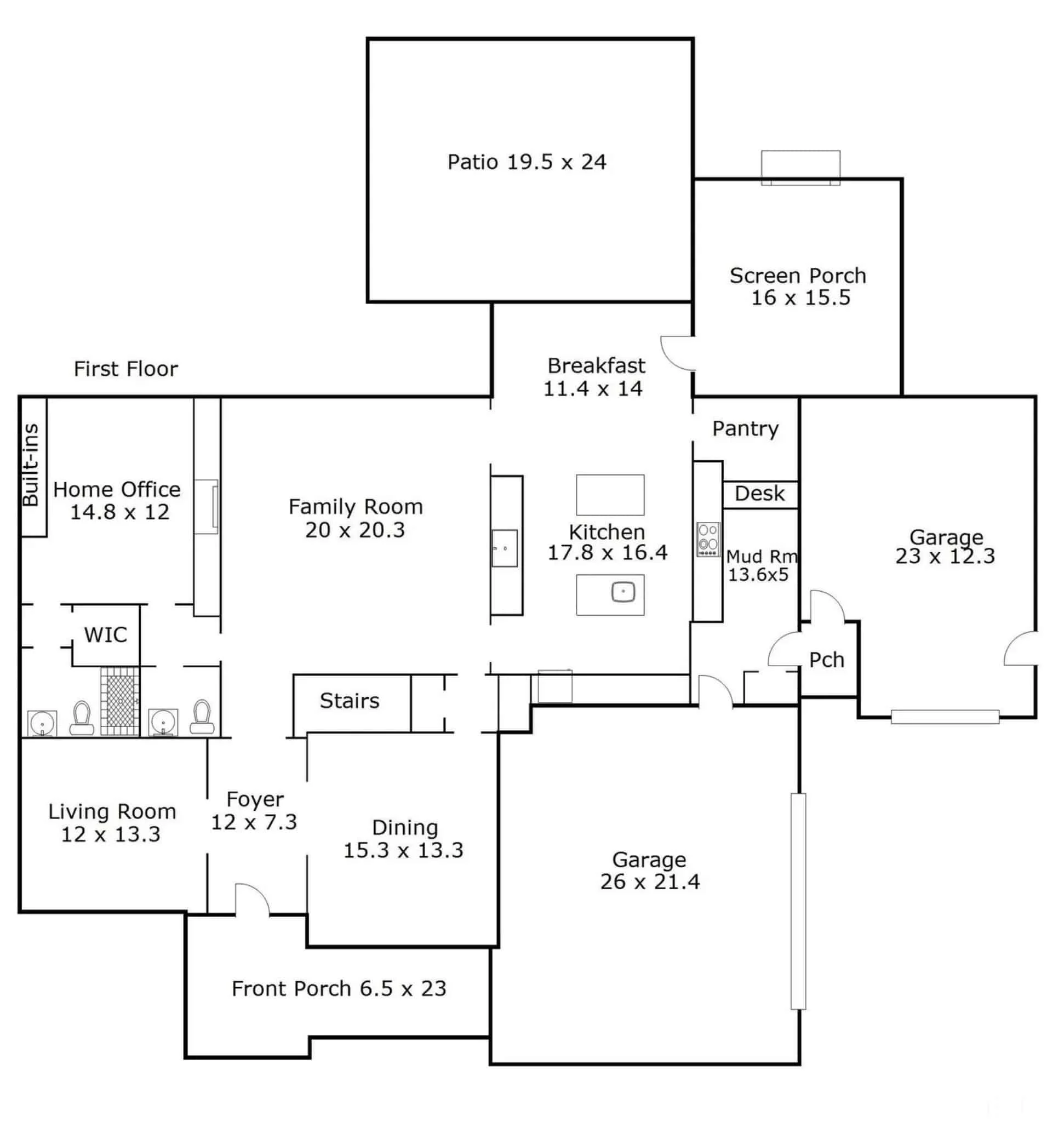 11-1243 House PLAN - 6-Bed, 5.5-Bath, 4466 SF Traditional Craftsman House Plan 38 6-Bed Floor Plan Blueprint