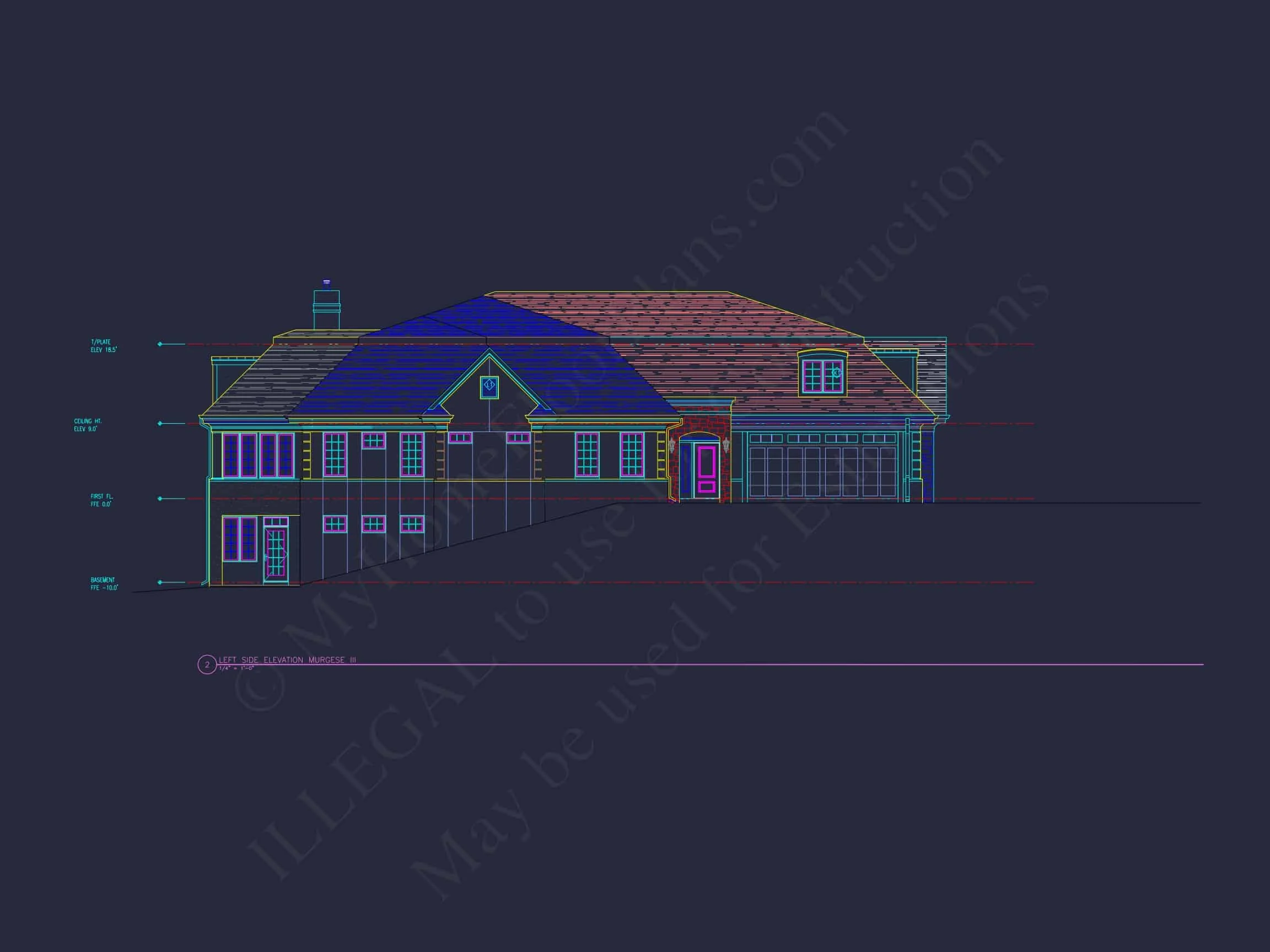 10-1929B HOUSE PLAN - 4-Bed, 4-Bath, 6,029 SF French Country Duplex House Plan 9 Stunning Duplex house Plan with CAD and Architecture Designs