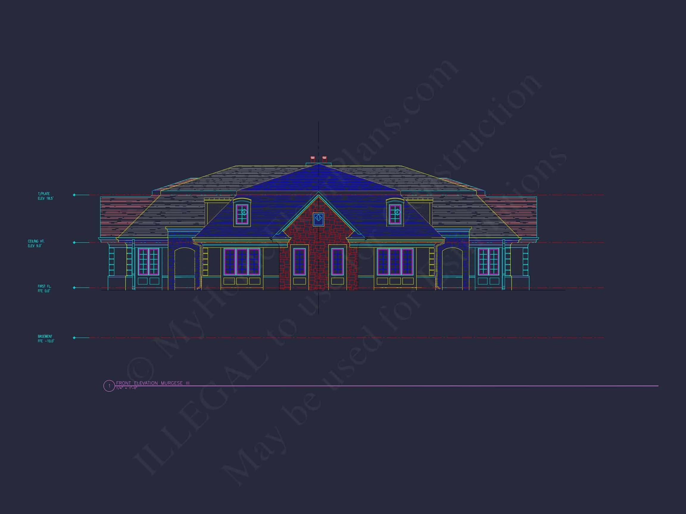 10-1929B HOUSE PLAN - 4-Bed, 4-Bath, 6,029 SF French Country Duplex House Plan 8 Stunning Duplex house Plan with CAD and Architecture Designs