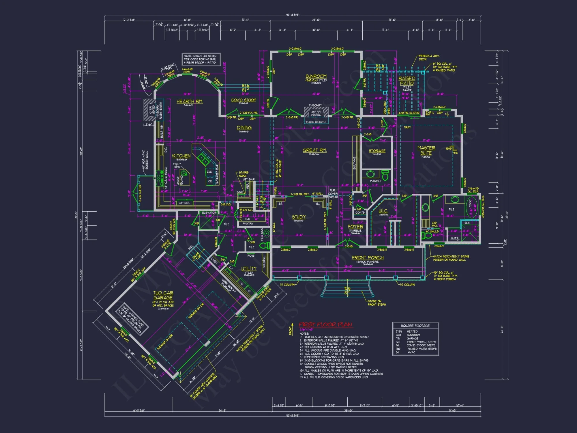 Elegant Colonial Revival house Plan with Detailed Floor Designs