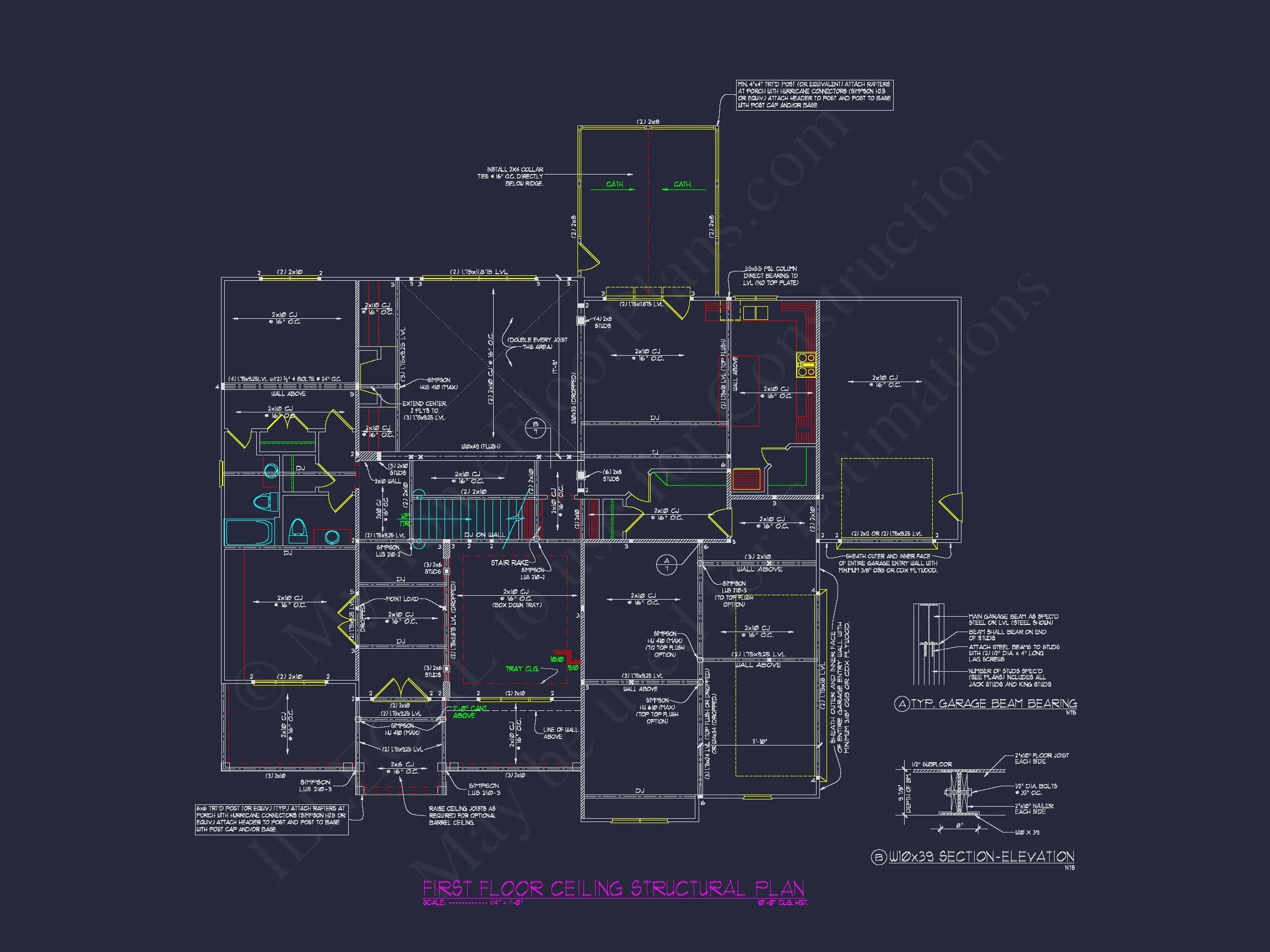 10-1734 House PLAN - 5-Bed, 5.5-Bath, 4186 SF Traditional Craftsman House Plan 29 Elegant house Blueprint – Floor Plan & CAD Architecture Design