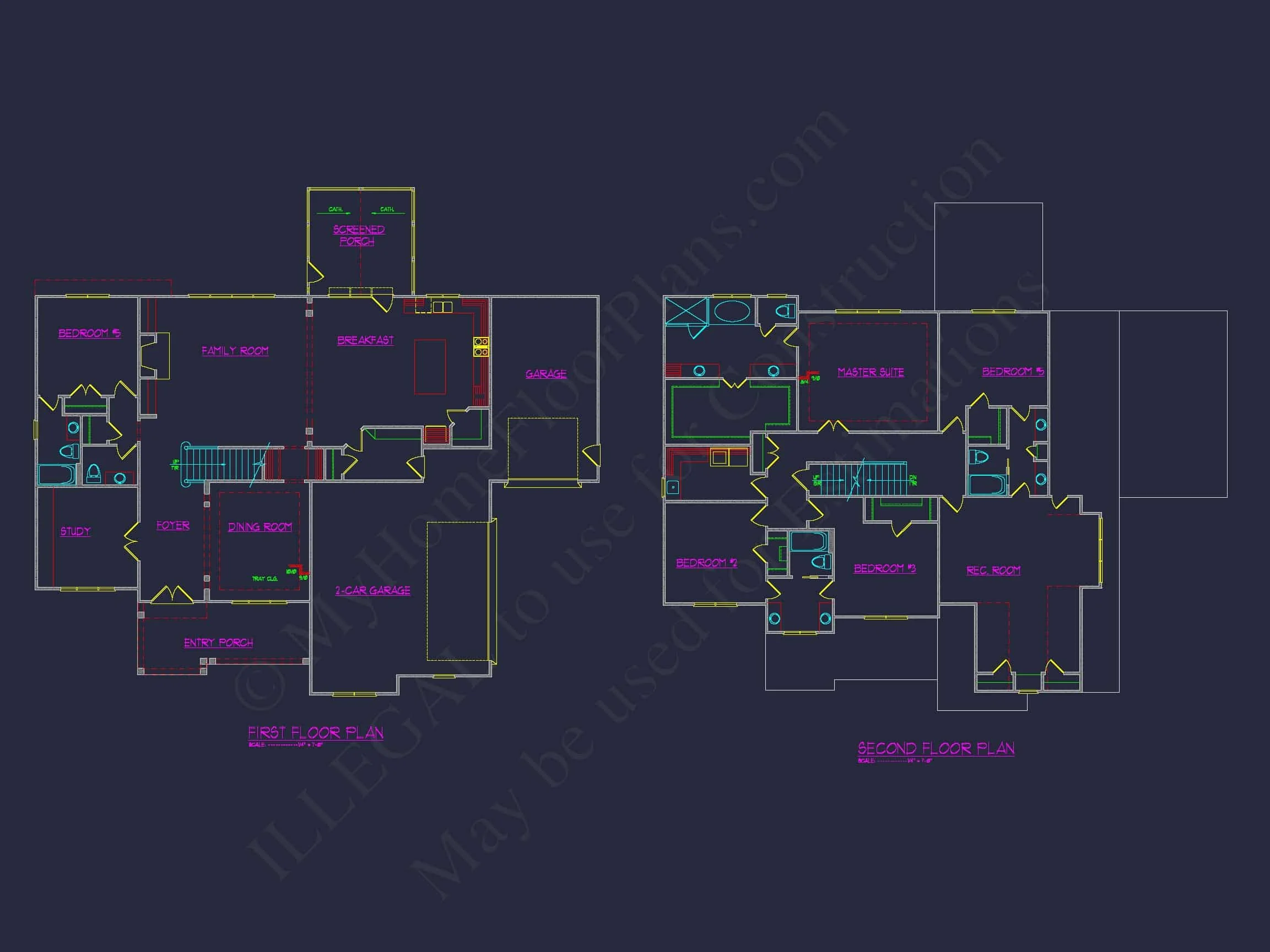 10-1734 House PLAN - 5-Bed, 5.5-Bath, 4186 SF Traditional Craftsman House Plan 19 Elegant house Blueprint – Floor Plan & CAD Architecture Design