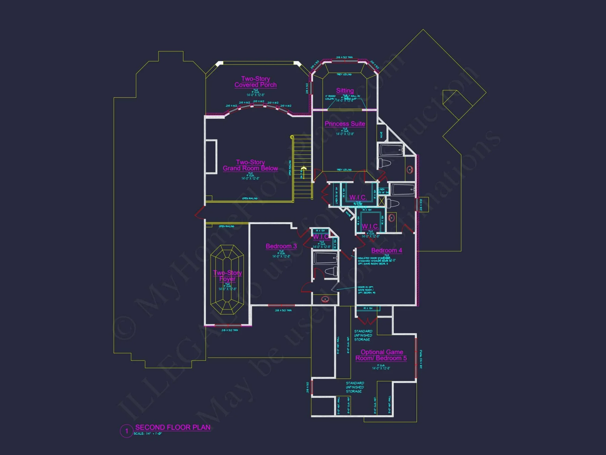 Luxury house Floor Plan with 5 Beds, 5.5 Baths, and CAD Designs