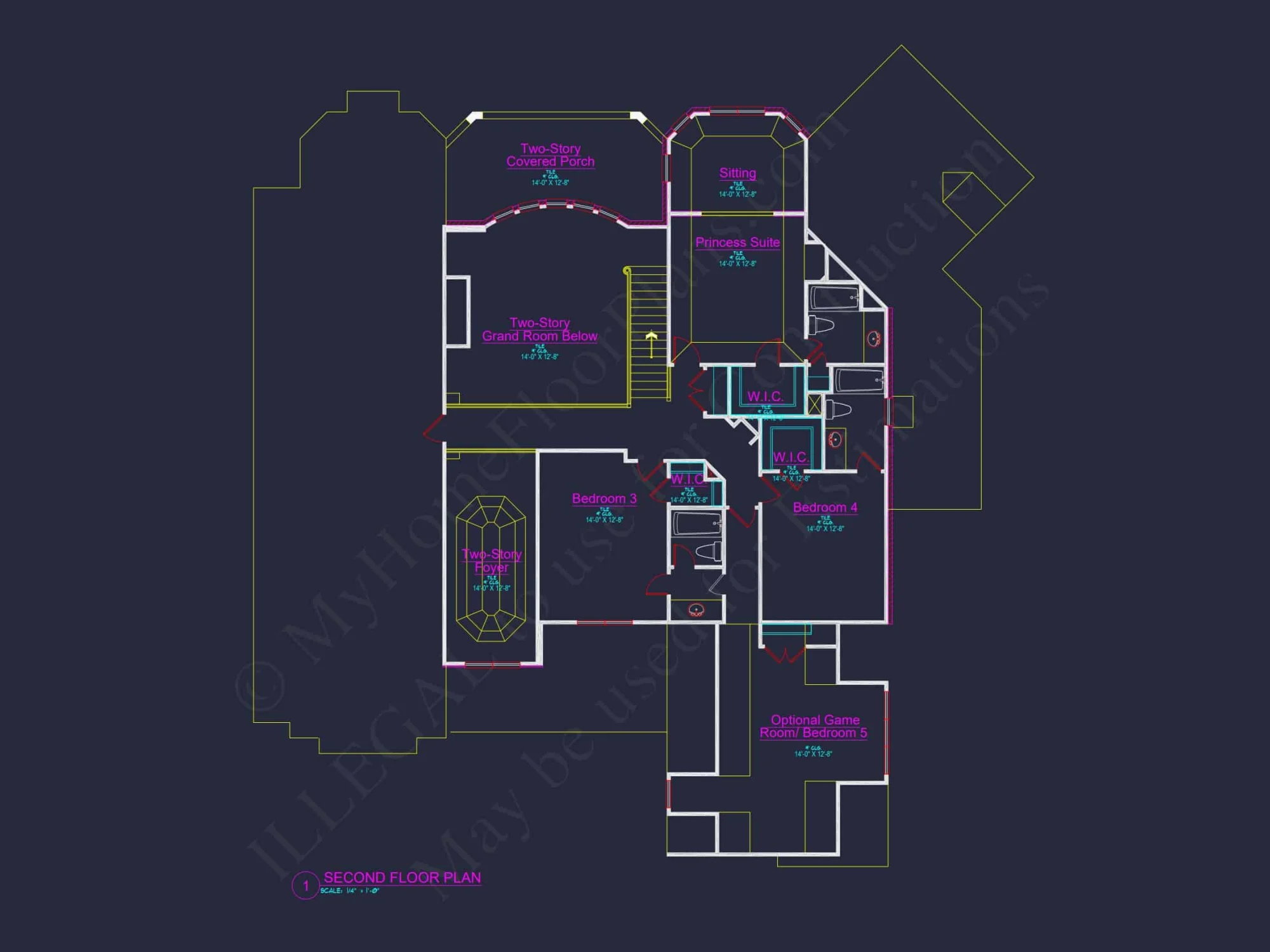 Luxury house Floor Plan with 5 Beds, 5.5 Baths, and CAD Designs